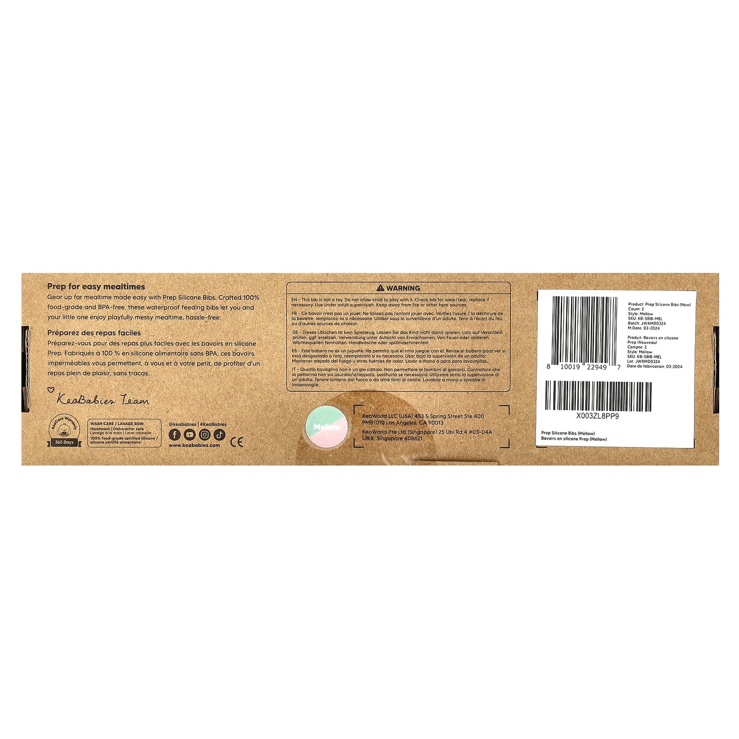 KeaBabies, Prep Silicone Bibs, 3-36 Months, Mellow, 2 Pack - Image 2