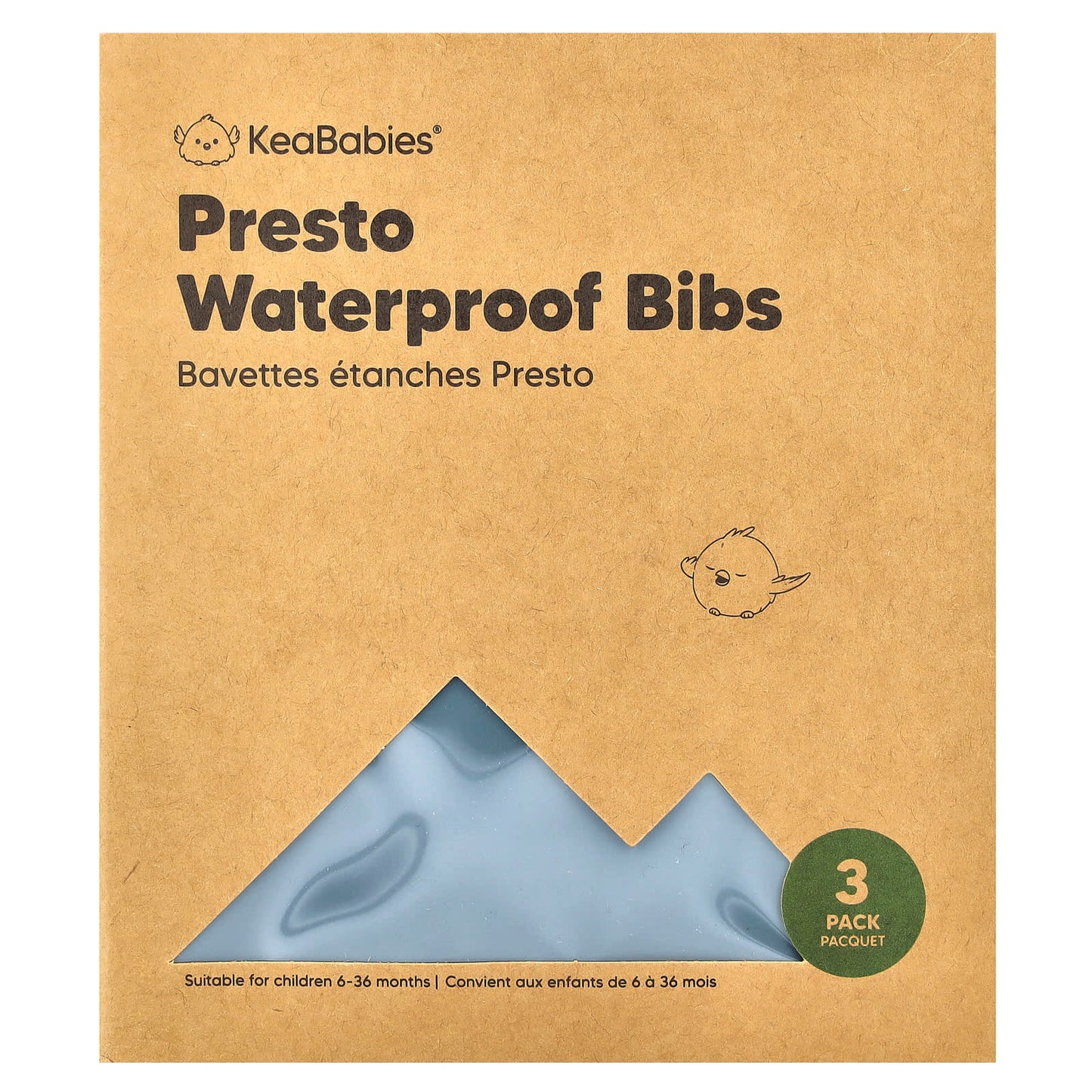 KeaBabies, Presto Waterproof Bibs, 6-36 Months, Slate, 3 Pack - Image 1