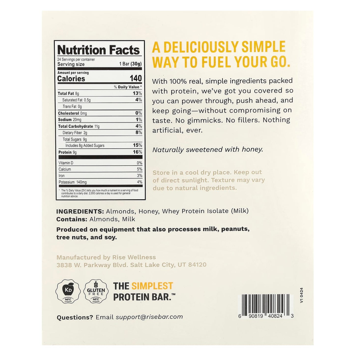 Rise Bar, Rise Minis, Mini Protein Bars, Almond Honey, 24 Snack-Size Protein Bars, 1.05 oz (30 g) Each - Image 2