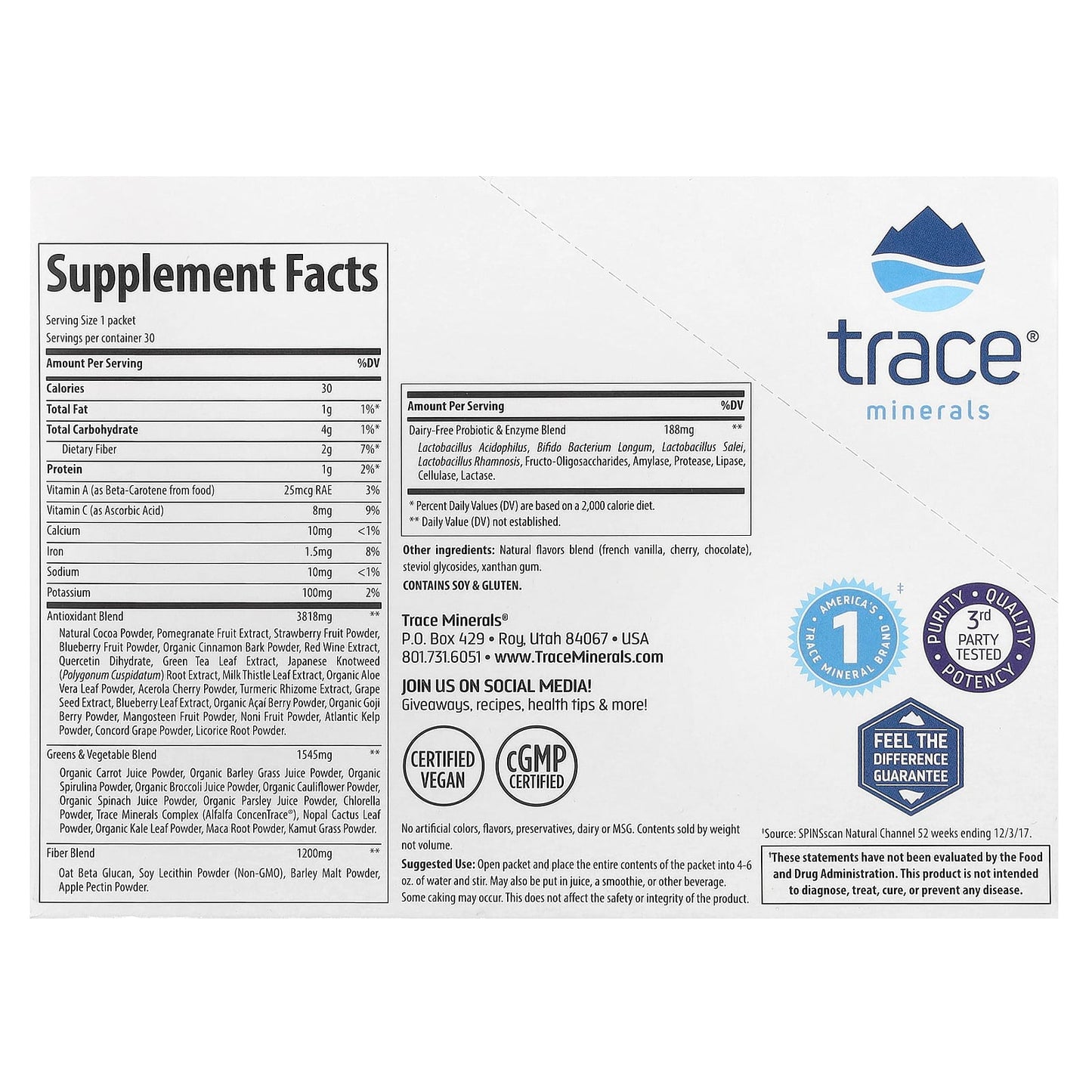 Trace, Greens Pak, Chocolate, 30 Packets, 0.26 oz (7.5 g) Each - Image 2