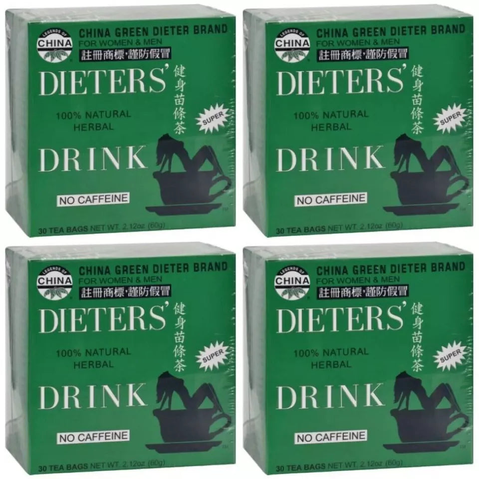 4 X UNCLE LEE'S - DIETERS DRINK - GREEN TEA WEIGHTLOSS TEA - 120 TEA BAGS