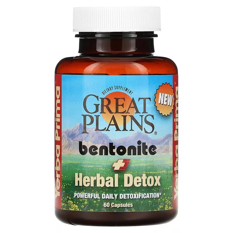 YERBA PRIMA, GREAT PLAINS BENTONITE+HERBAL DETOX, 60 - NEW STOCK