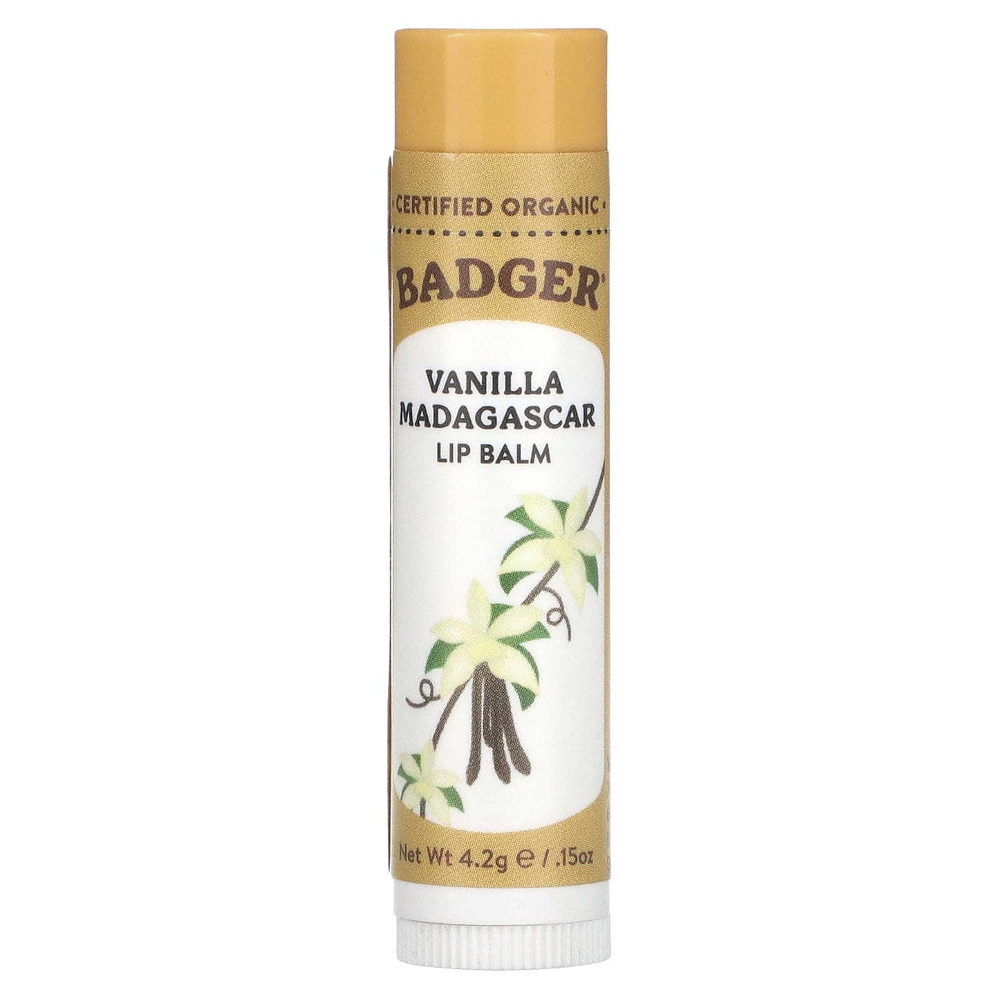 Badger Vanilla Madagascar Lip Balm, Cruelty-Free & Organic - Image 1