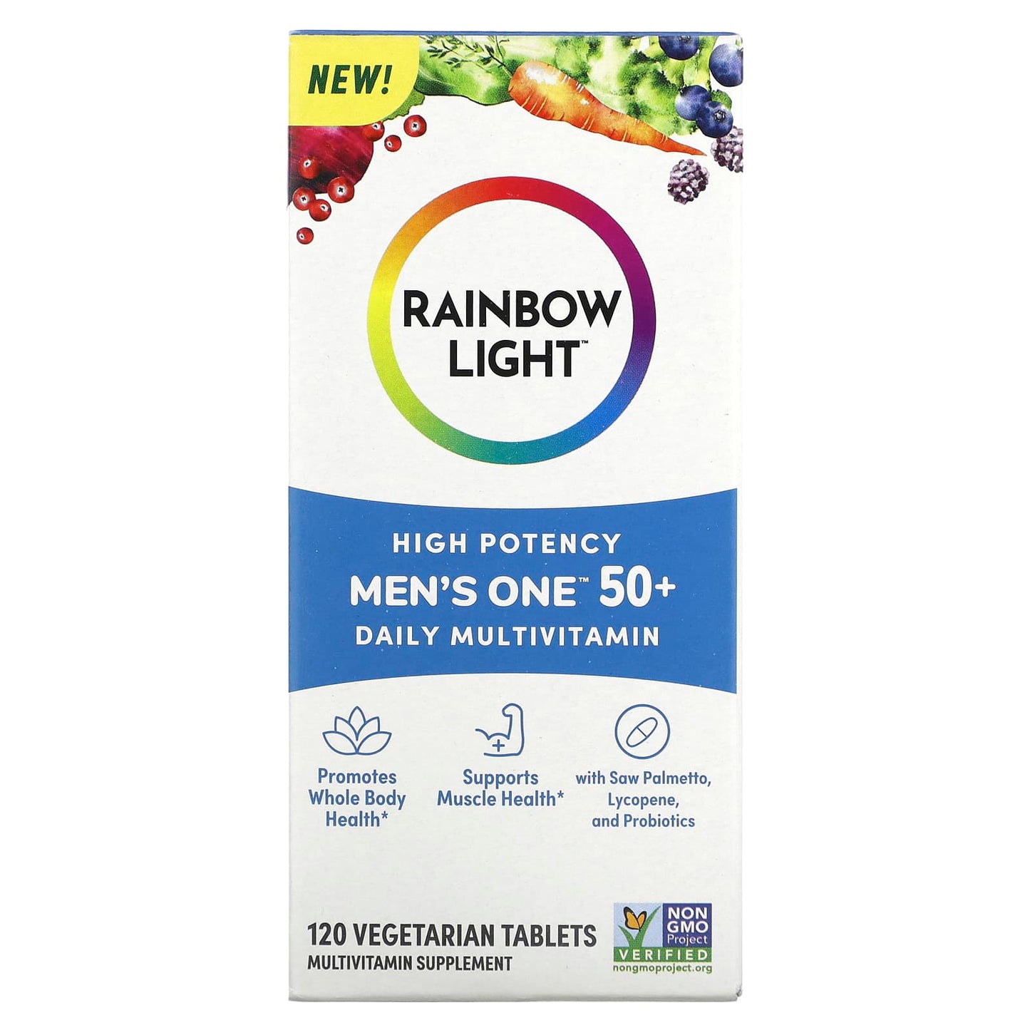 Rainbow Light, Men's One 50+ Daily Multivitamin, High Potency, 120 Vegetarian Tablets - Image 1