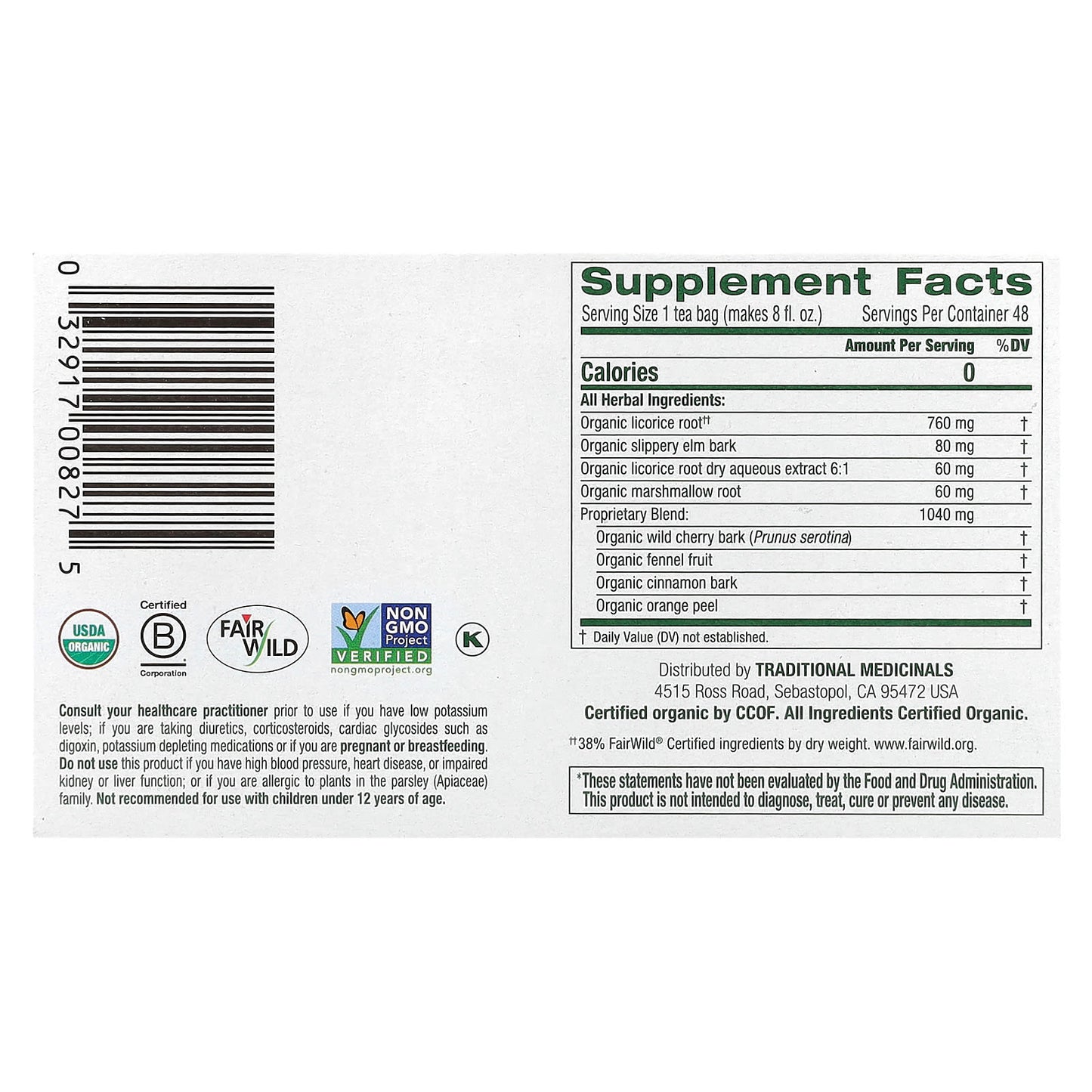 Traditional Medicinals, Organic Throat Coat®, Original with Slippery Elm, Caffeine Free, 48 Wrapped Tea Bags, 3.38 oz (96 g) - Image 2