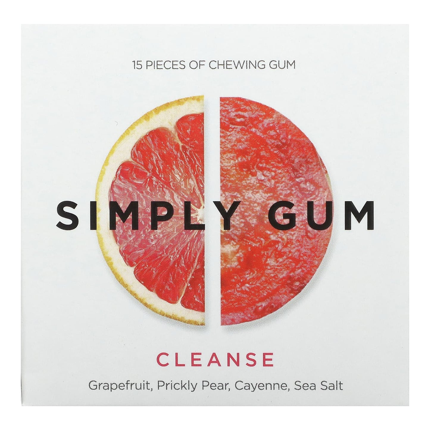 Simply Gum, Chewing Gum, Cleanse, Grapefruit, Prickly Pear, Cayenne, Sea Salt, 15 Pieces - Image 1