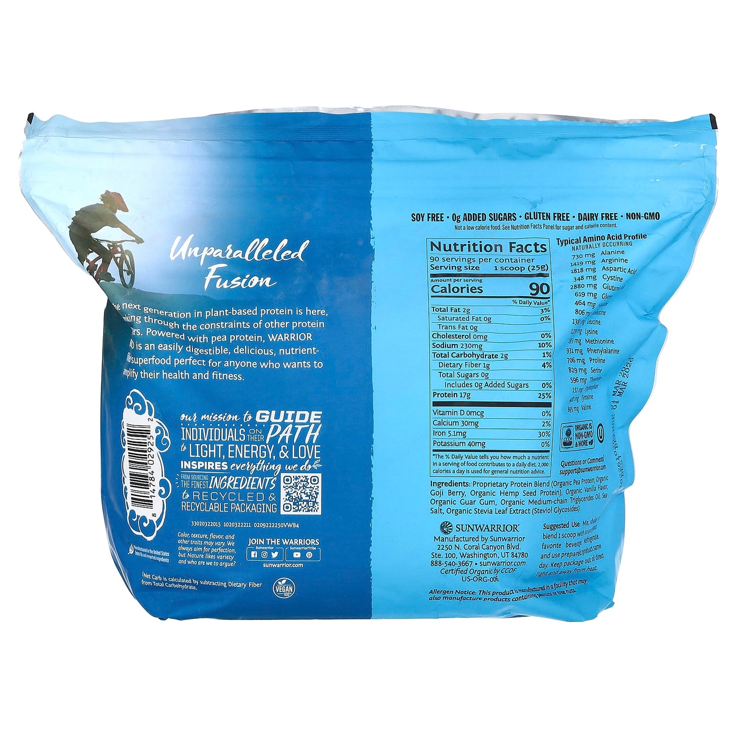 Sunwarrior, Warrior Blend, Protein, Vanilla, 4.96 lb (2.25 kg) - Image 2