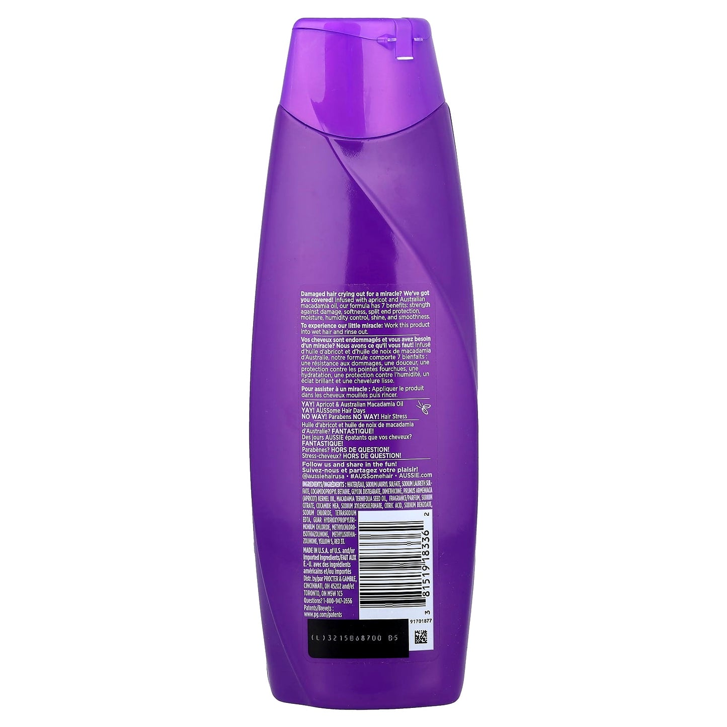 Aussie 7-n-1 Shampoo for Damaged Hair, Paraben-Free, 12.1 oz - Image 2