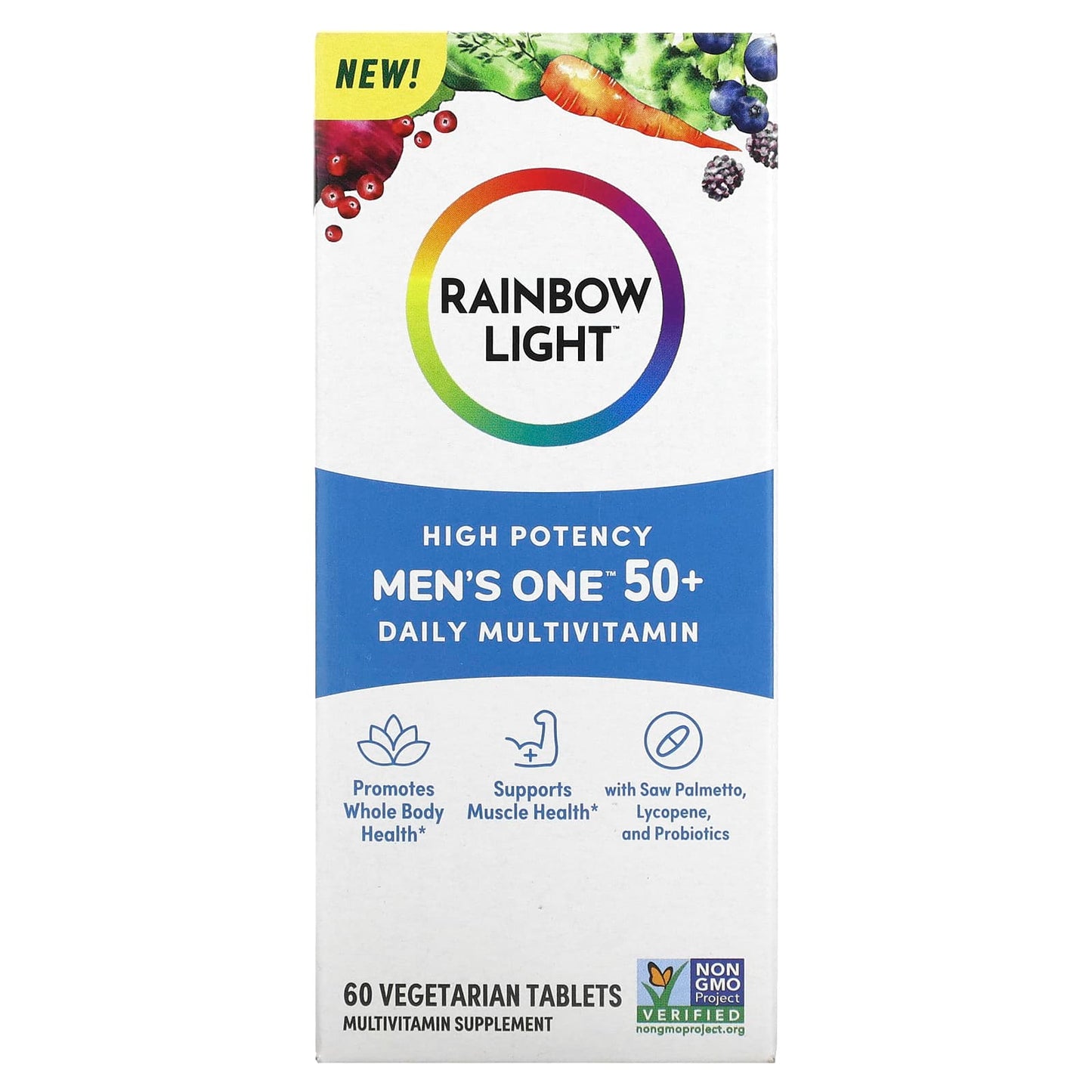 Rainbow Light, Men's One 50+ Daily Multivitamin, High Potency, 60 Vegetarian Tablets - Image 1