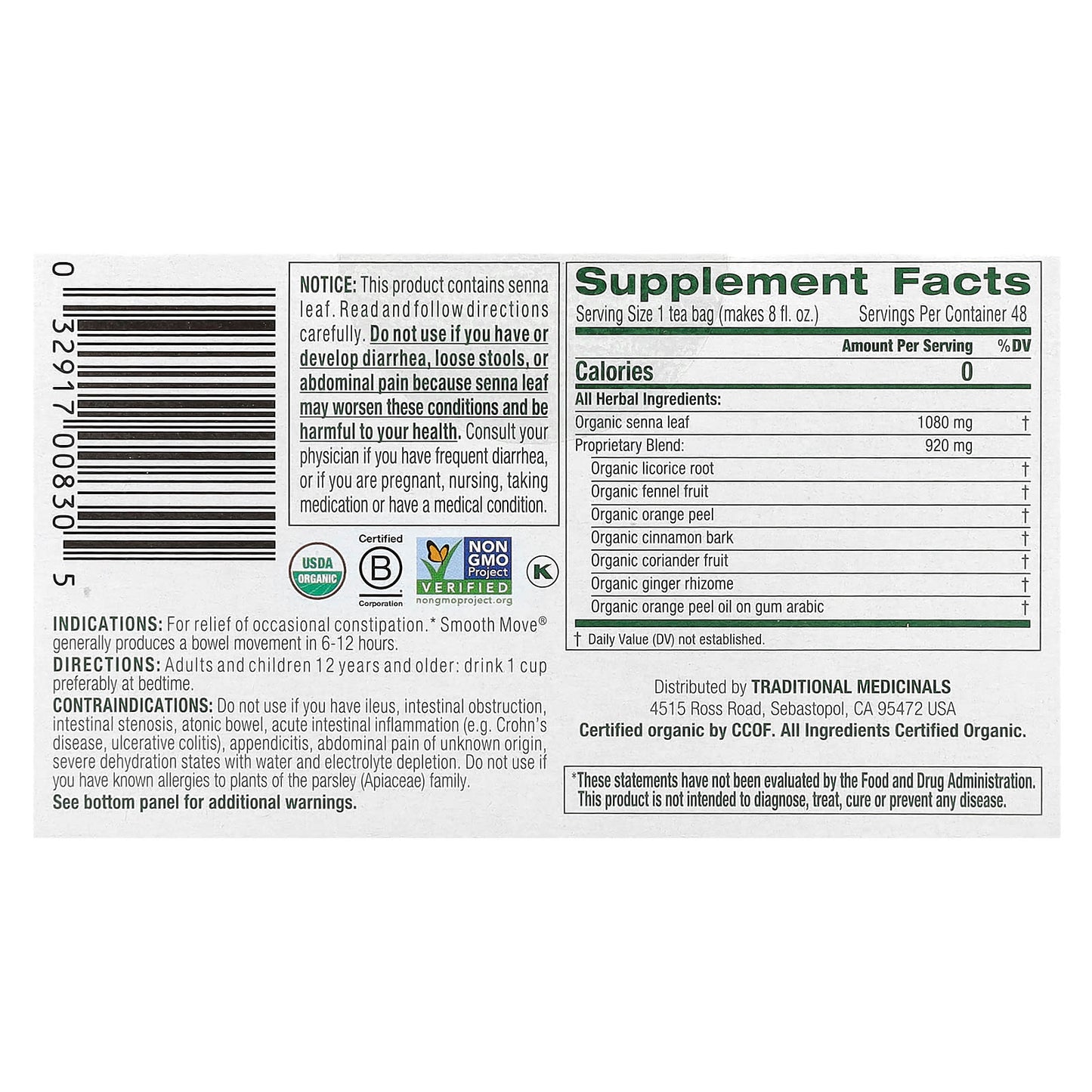 Traditional Medicinals, Organic Smooth Move, Caffeine Free, 48 Wrapped Tea Bags, 3.38 oz (96 g) - Image 2