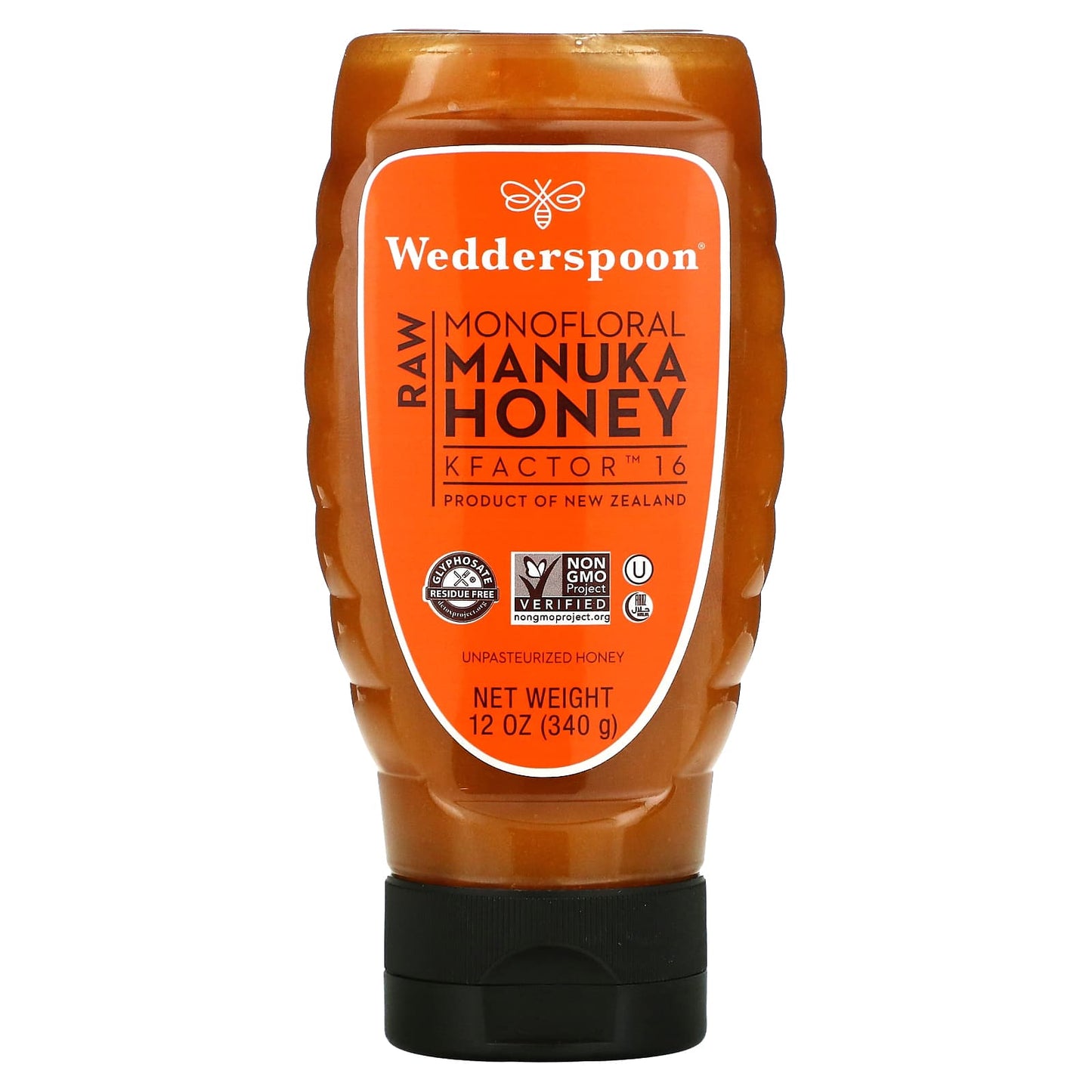 Wedderspoon, Raw Monofloral Manuka Honey, KFactor 16, 12 oz (340 g) - Image 1