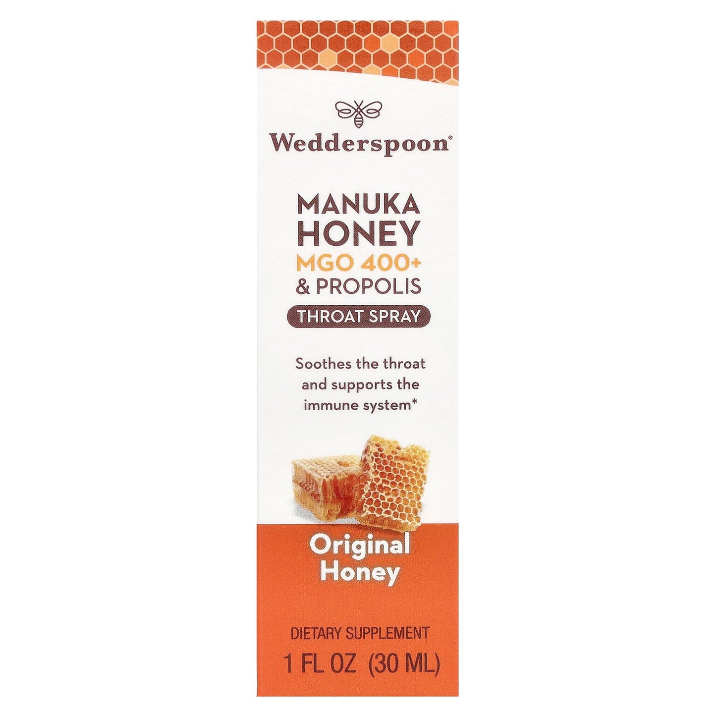 Wedderspoon, Manuka Honey & Propolis Throat Spray, Original Honey, MGO 400+, 1 fl oz (30 ml) - Image 2