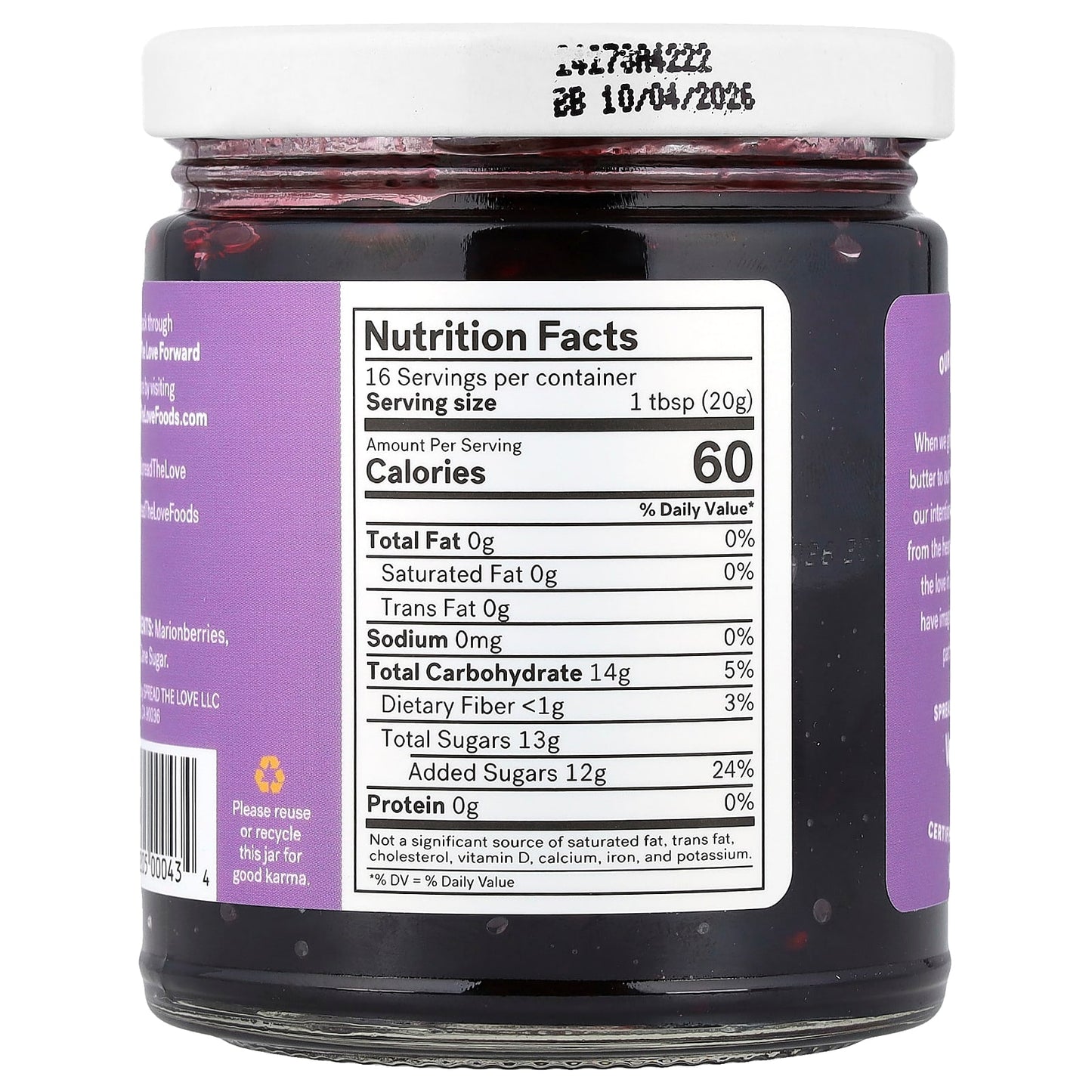 Spread The Love, Artisan Marionberry Jam, 11.5 oz (326 g) - Image 2