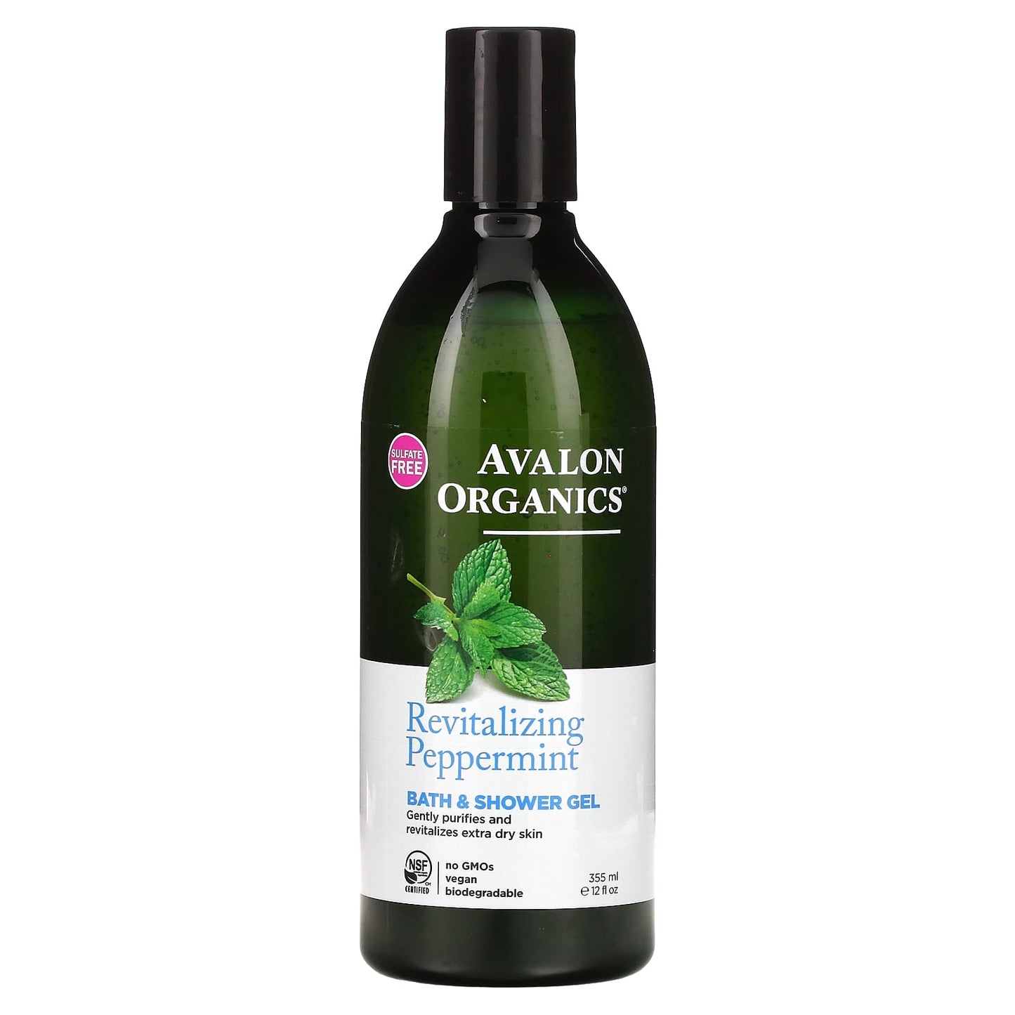 Avalon Organics Revitalizing Peppermint Bath & Shower Gel, 12 fl oz - Image 1