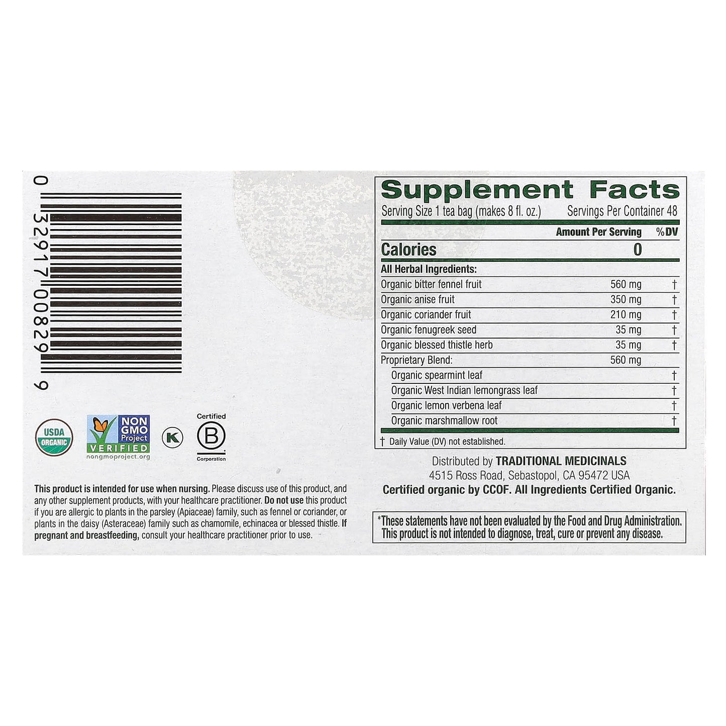 Traditional Medicinals, Organic Mother's Milk®, Original with Fennel & Fenugreek, Caffeine Free, 48 Wrapped Tea Bags, 2.96 oz (84 g) - Image 2