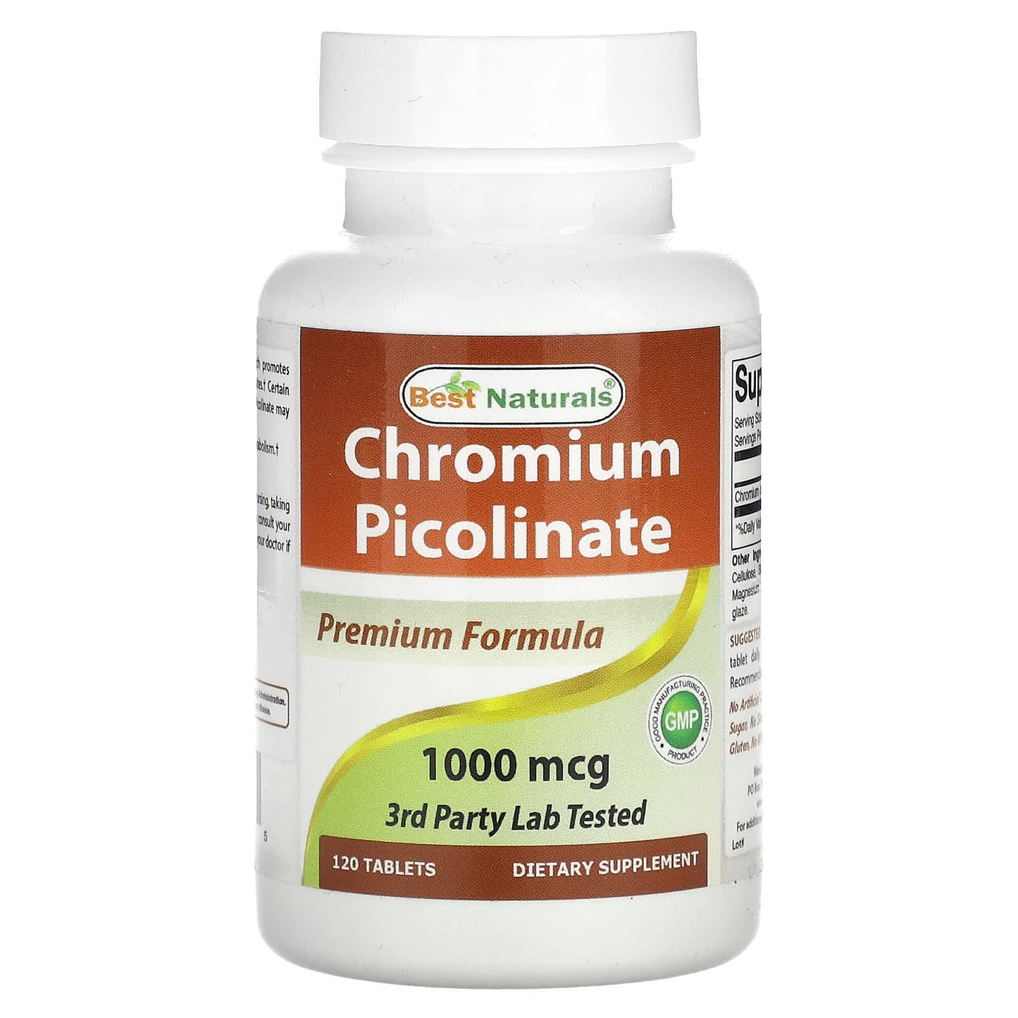 Chromium Picolinate Supplement, 1,000 mcg, 120 Tablets by Best Naturals - Image 1