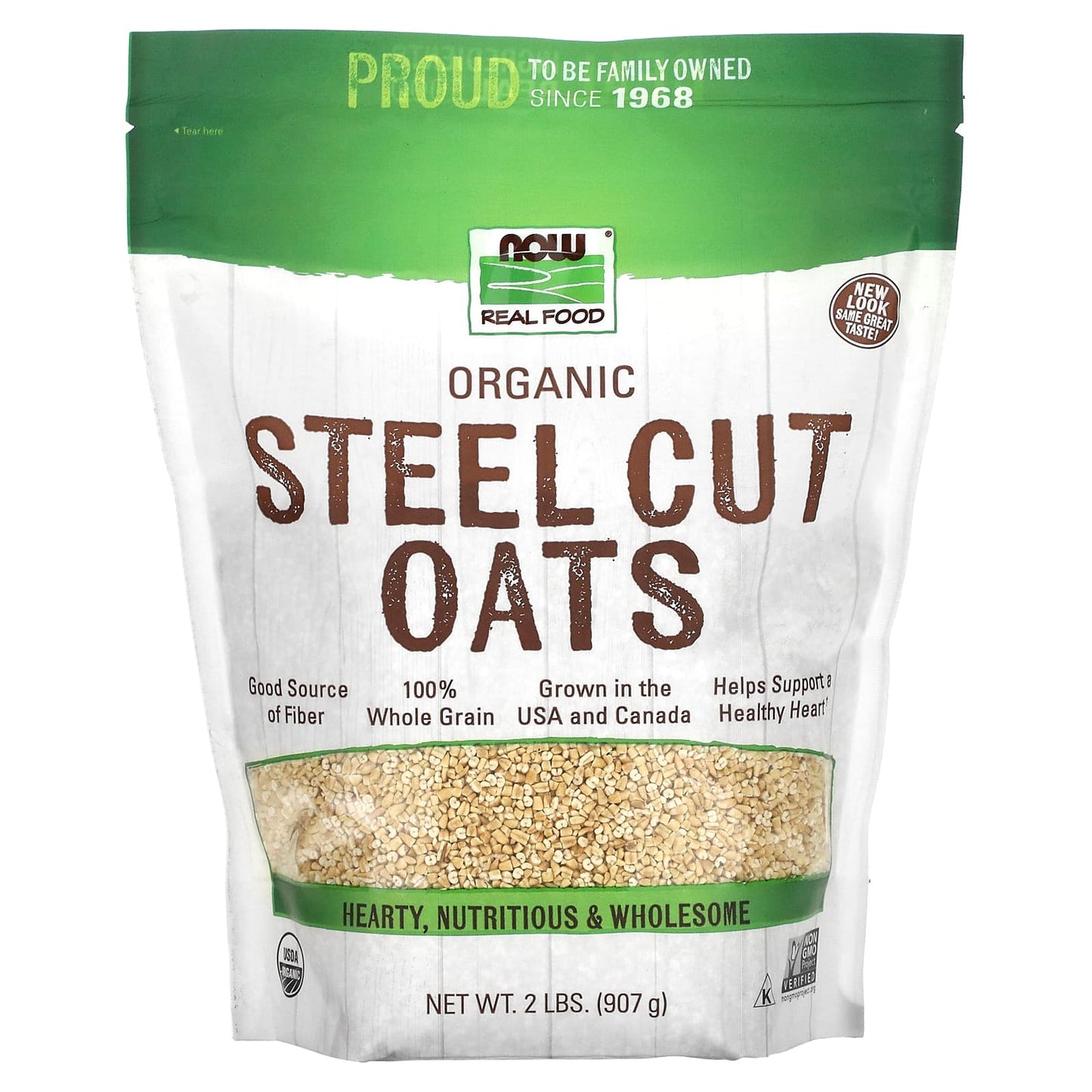 NOW Foods, Real Food, Organic Steel Cut Oats, 2 lbs (907 g) - Image 1