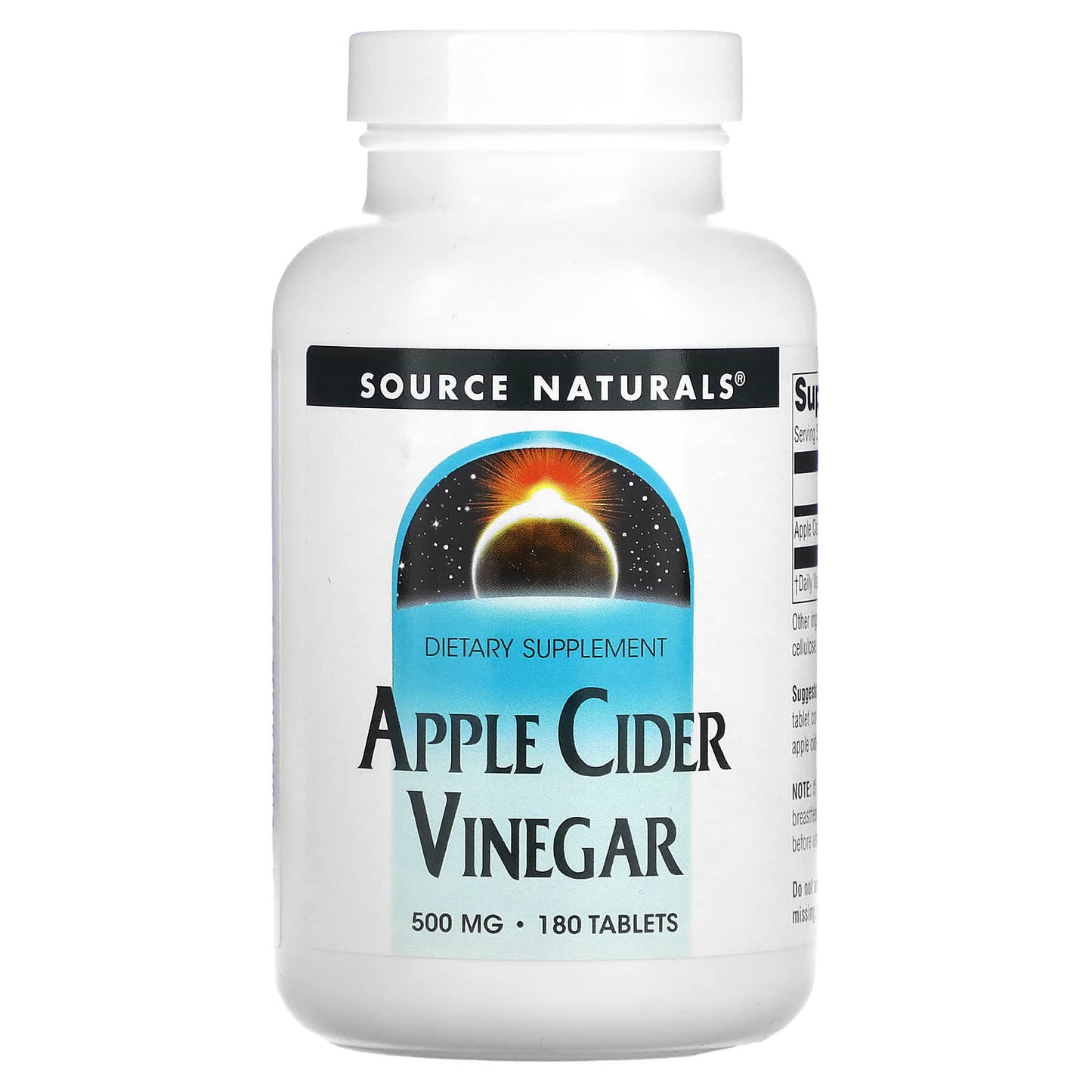 Source Naturals, Apple Cider Vinegar, 500 mg, 180 Tablets - Image 1