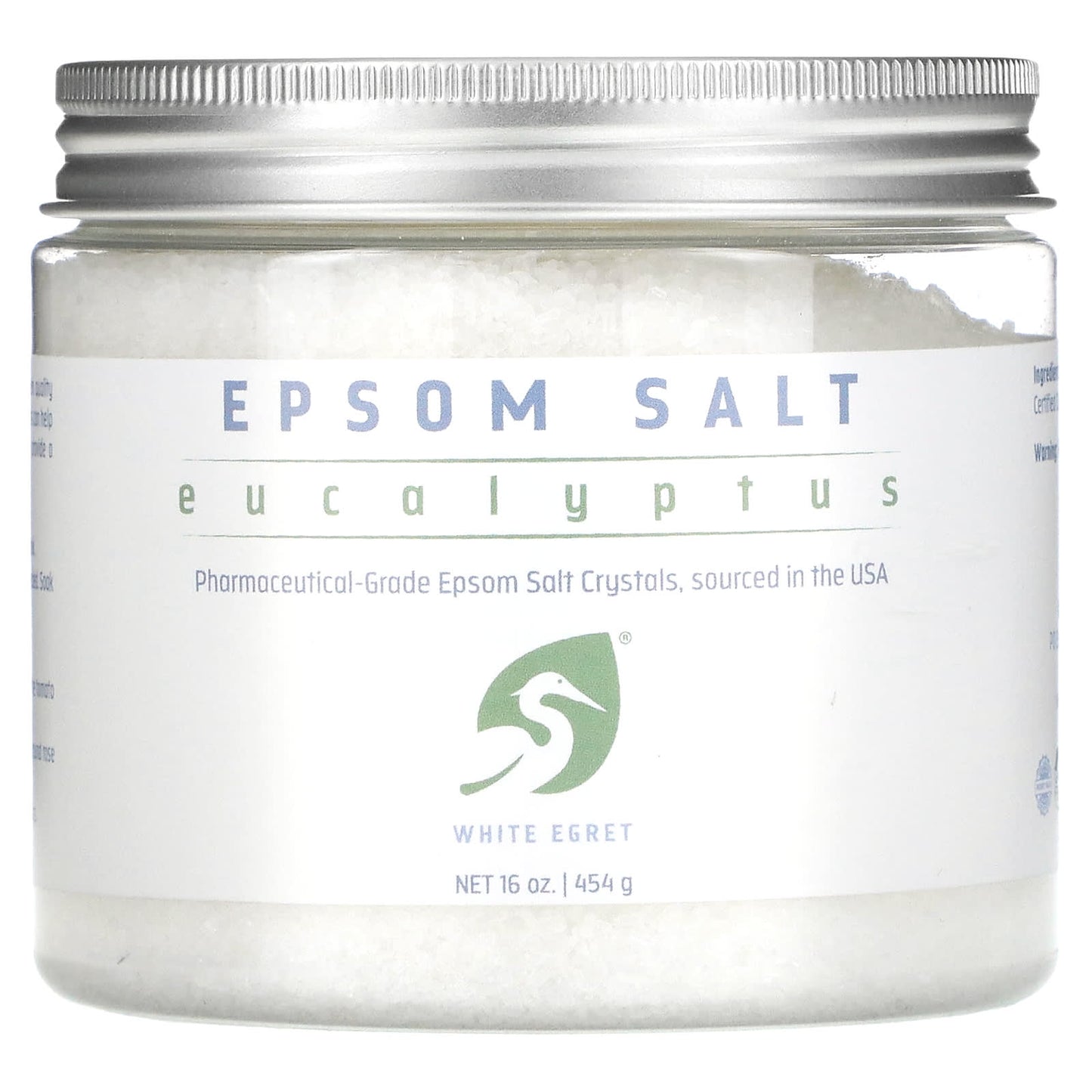 White Egret, Epsom Salt, Eucalyptus, 16 oz (454 g) - Image 1