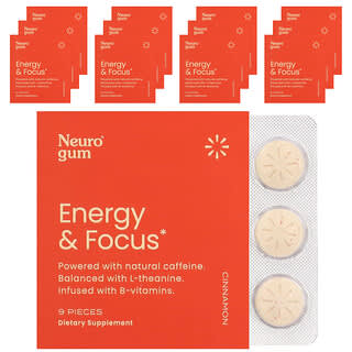 Boost Energy & Focus with NeuroGum Cinnamon - 108 Total Pieces
