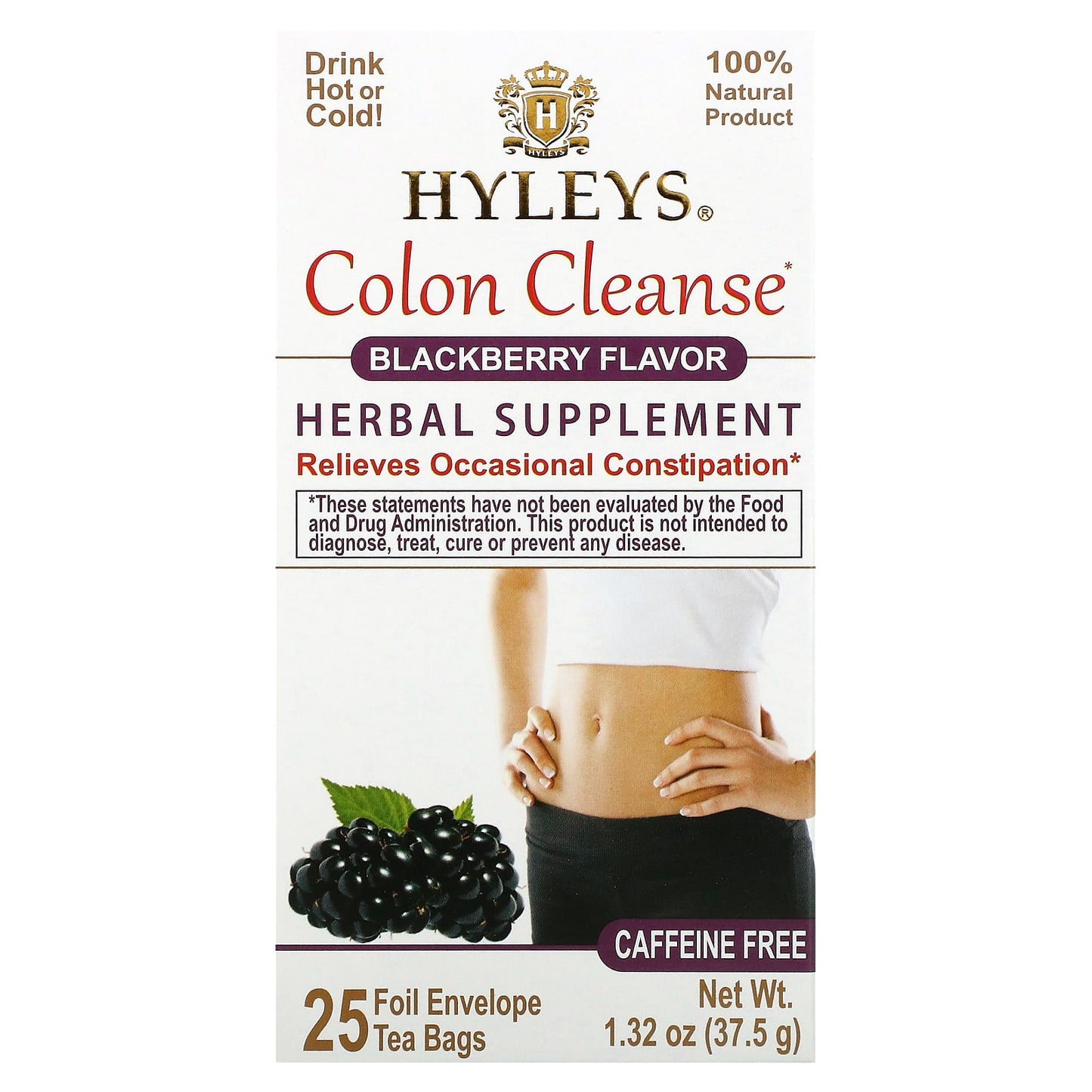 Blackberry Caffeine-Free Colon Cleanse Tea by Hyleys Tea - 25 Tea Bags - Image 1