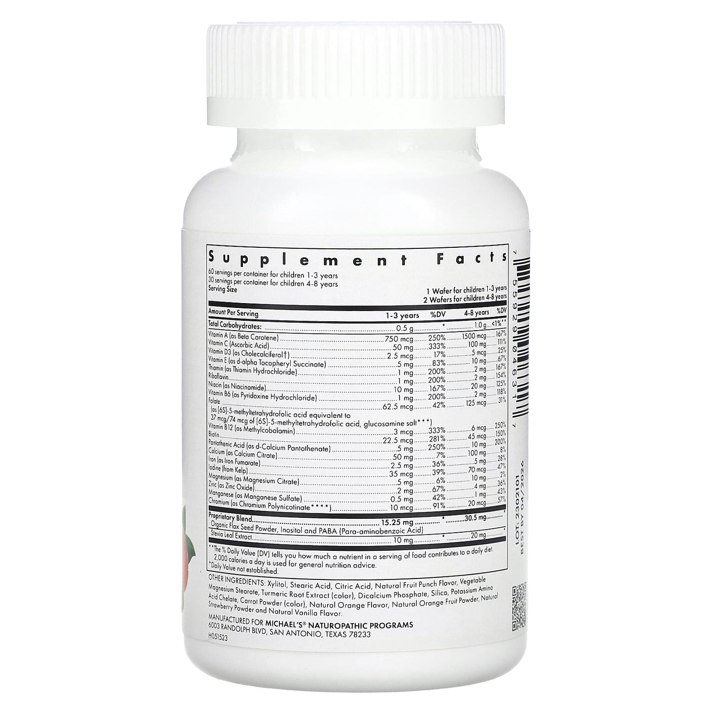 Michael's Health, Children's Chewables, Natural Fruit , 60 Vegetarian Chewable Wafers - Image 2