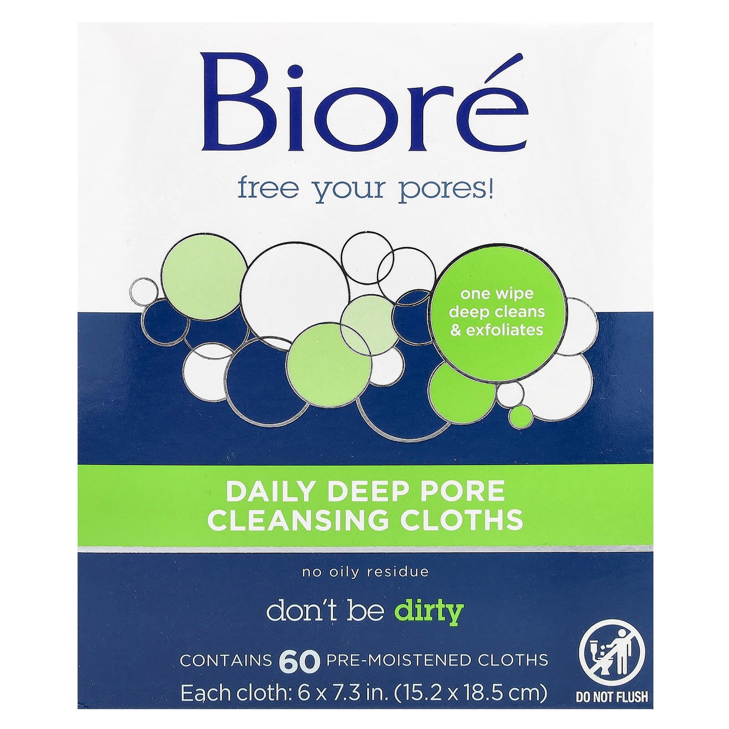 Daily Deep Pore Cleansing Cloths by Biore - 60 Pre-Moistened Wipes - Image 2
