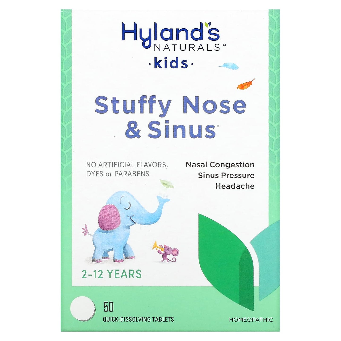Hyland's Naturals Stuffy Nose Relief for Kids, 50 Quick-Dissolving Tablets - Image 1