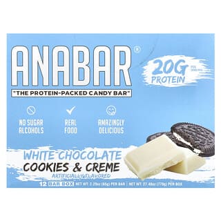 The Anabar Protein-Packed White Chocolate Cookies & Cream Candy Bars - 12 Bars