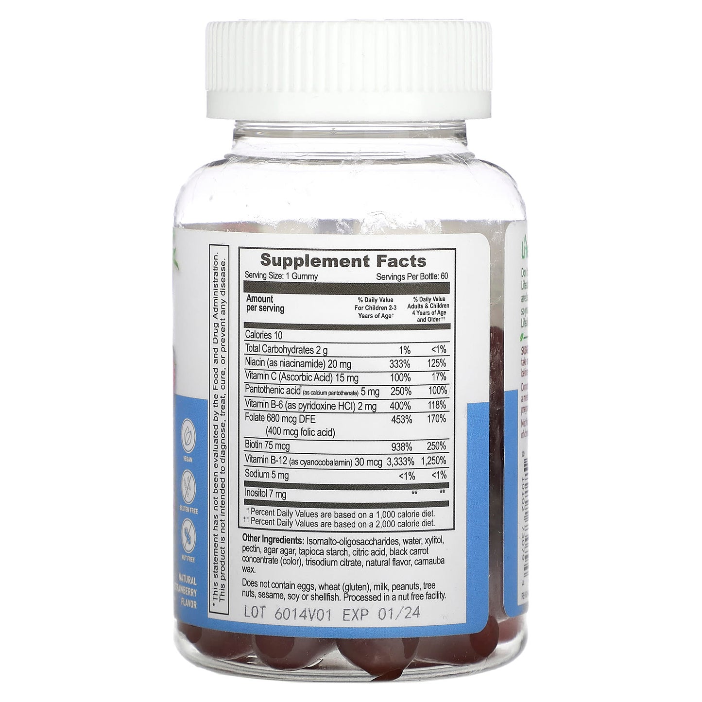 Lifeable, Kids B Complex + Vitamin C Gummies, Sugar Free, Natural Strawberry, 60 Gummies - Image 2