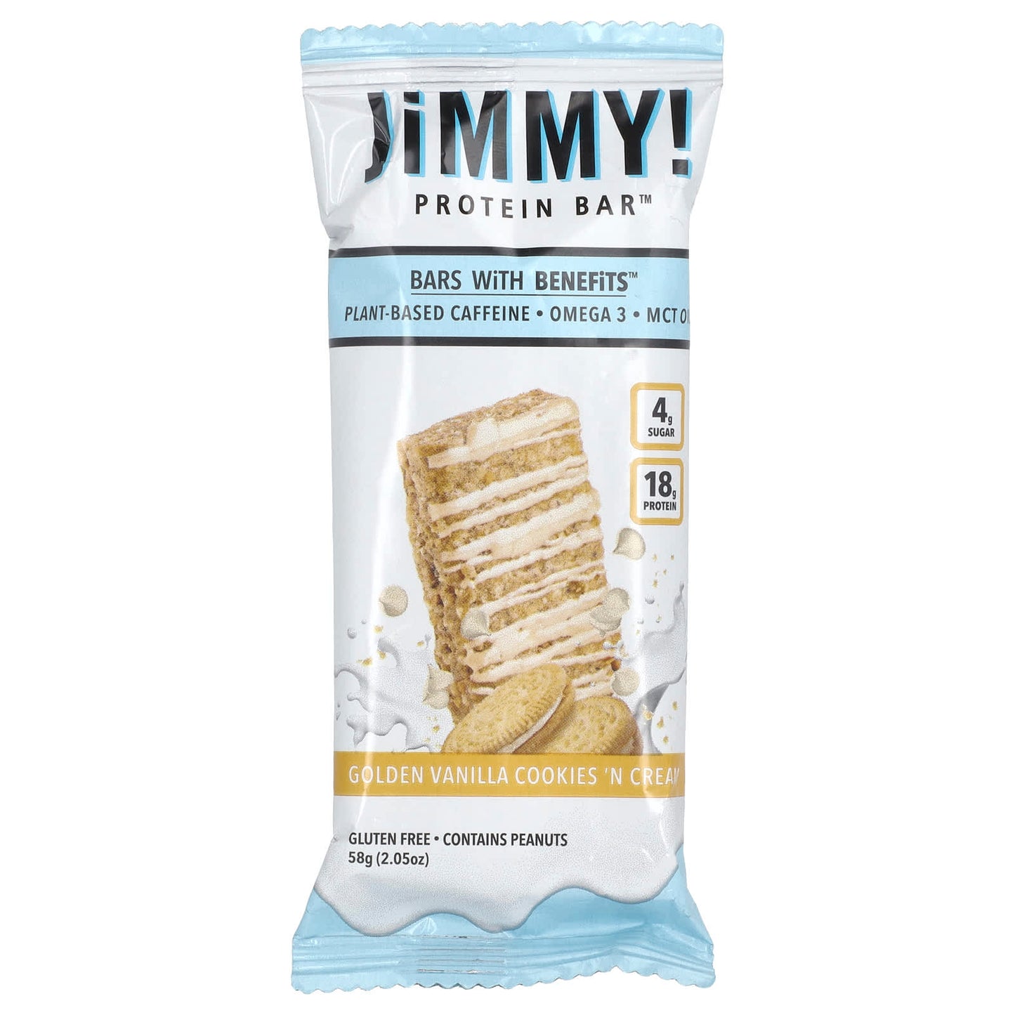 JiMMY!, Bars with Benefits, Protein Bar, Golden Vanilla Cookies 'N Cream, 12 Bars, 2.05 oz (58 g) Each