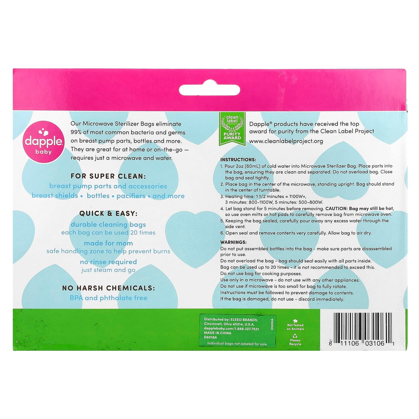 Dapple Baby Microwave Sterilizer Bags - Quick & Sanitary Bottle & Pump Cleaning - Image 2