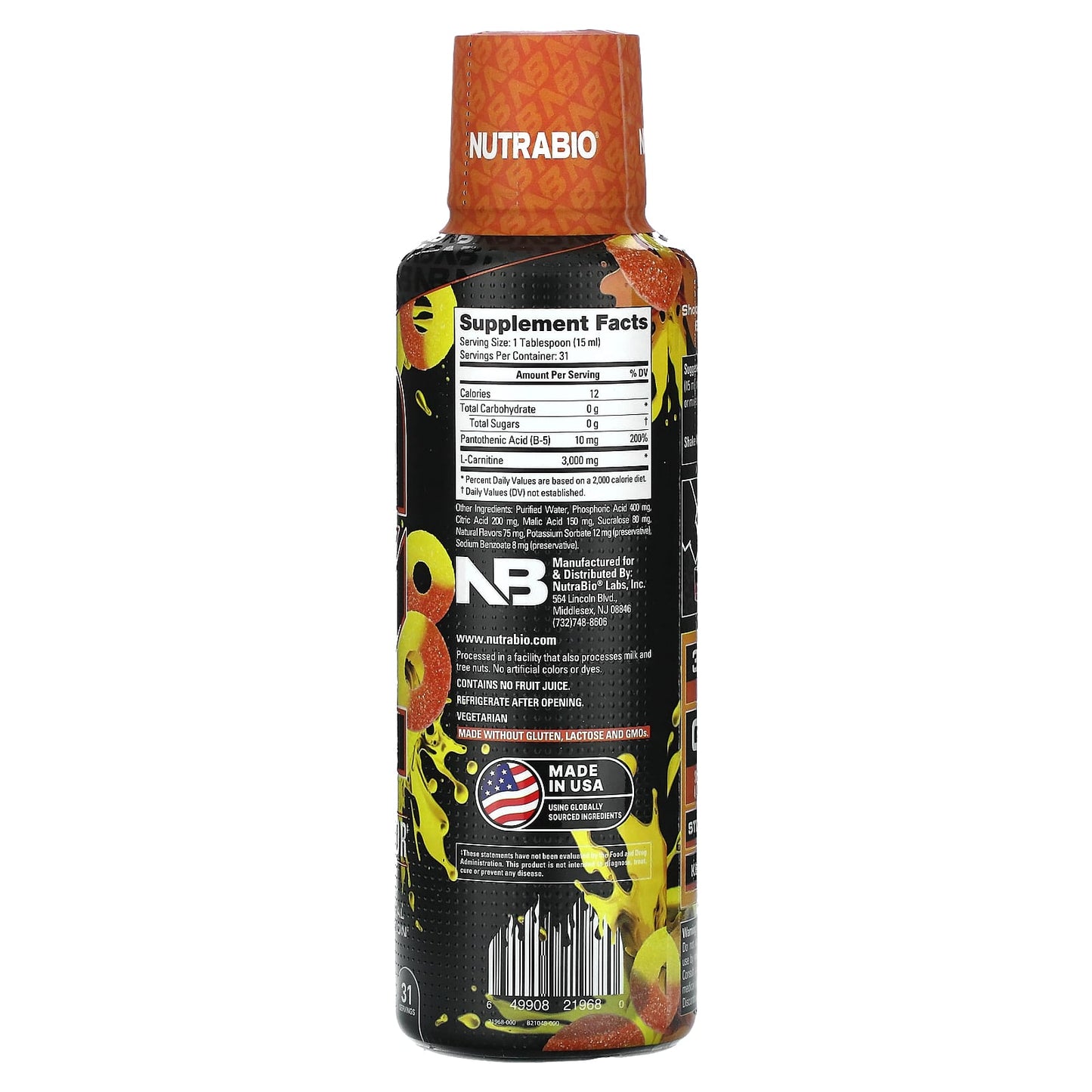 NutraBio, LeanShots L-Carnitine 3000, Peach Rings, 16 fl oz (473 ml) - Image 2