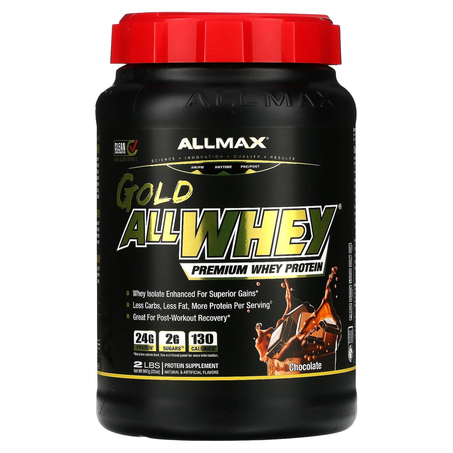 ALLMAX Gold Allwhey Premium Whey Protein, Chocolate, 2 lbs - Image 1