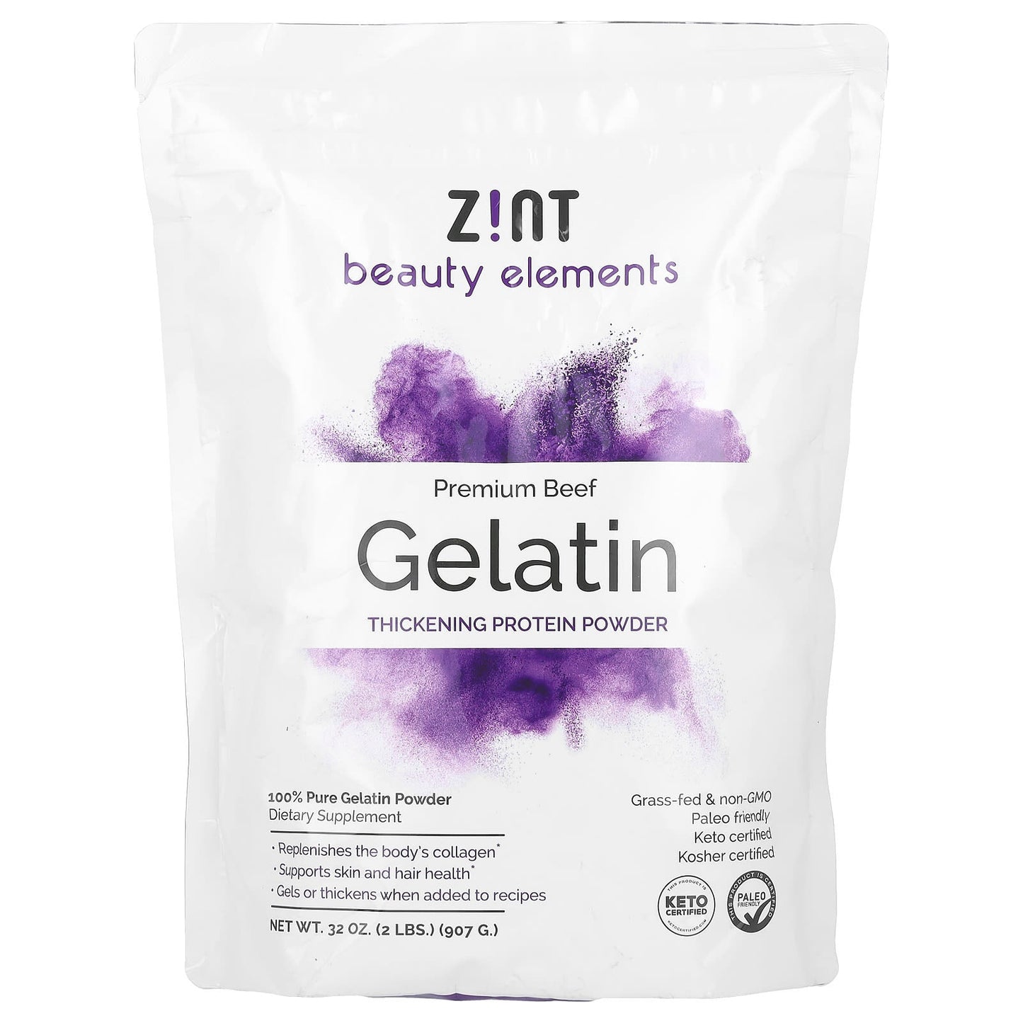 Zint, Gelatin Thickening Protein Powder, Premium Beef, 2 lbs (907 g) - Image 1