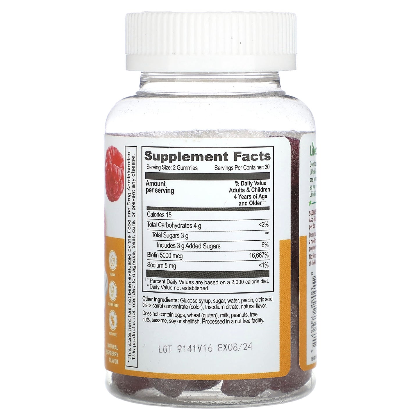 Lifeable, Kids Biotin Gummies, Natural Raspberry, 60 Gummies (2,500 mcg per Gummy) - Image 2