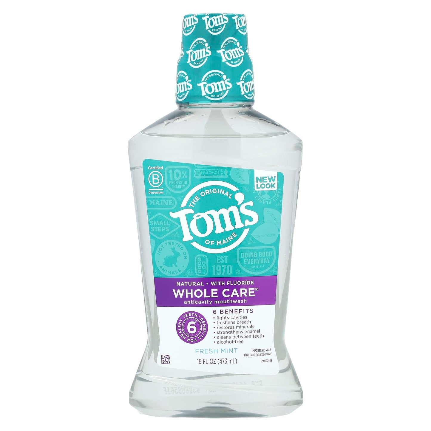 Tom's of Maine, Whole Care®, Anticavity Mouthwash, Fresh Mint, 16 fl oz (473 ml) - Image 1