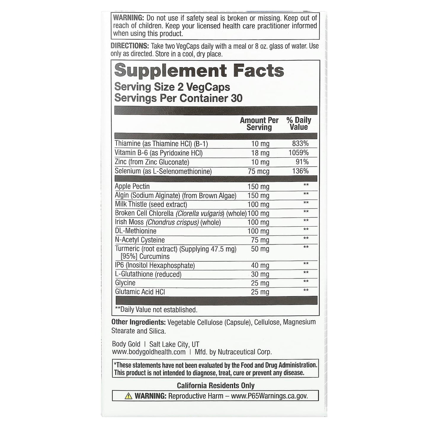 Enviro Clenz Advanced Detox Formula by BodyGold - 60 VegCaps - Image 2