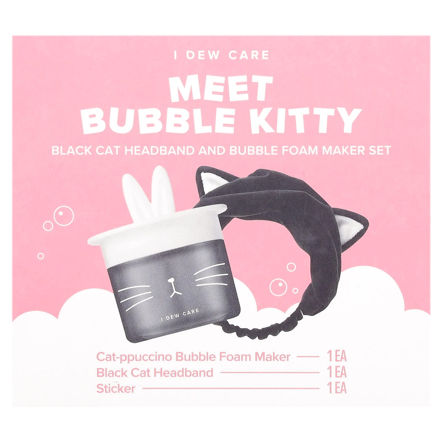 Cute Cat Headband & Bubble Foam Maker Set for Fun Cleansing Time - Image 1
