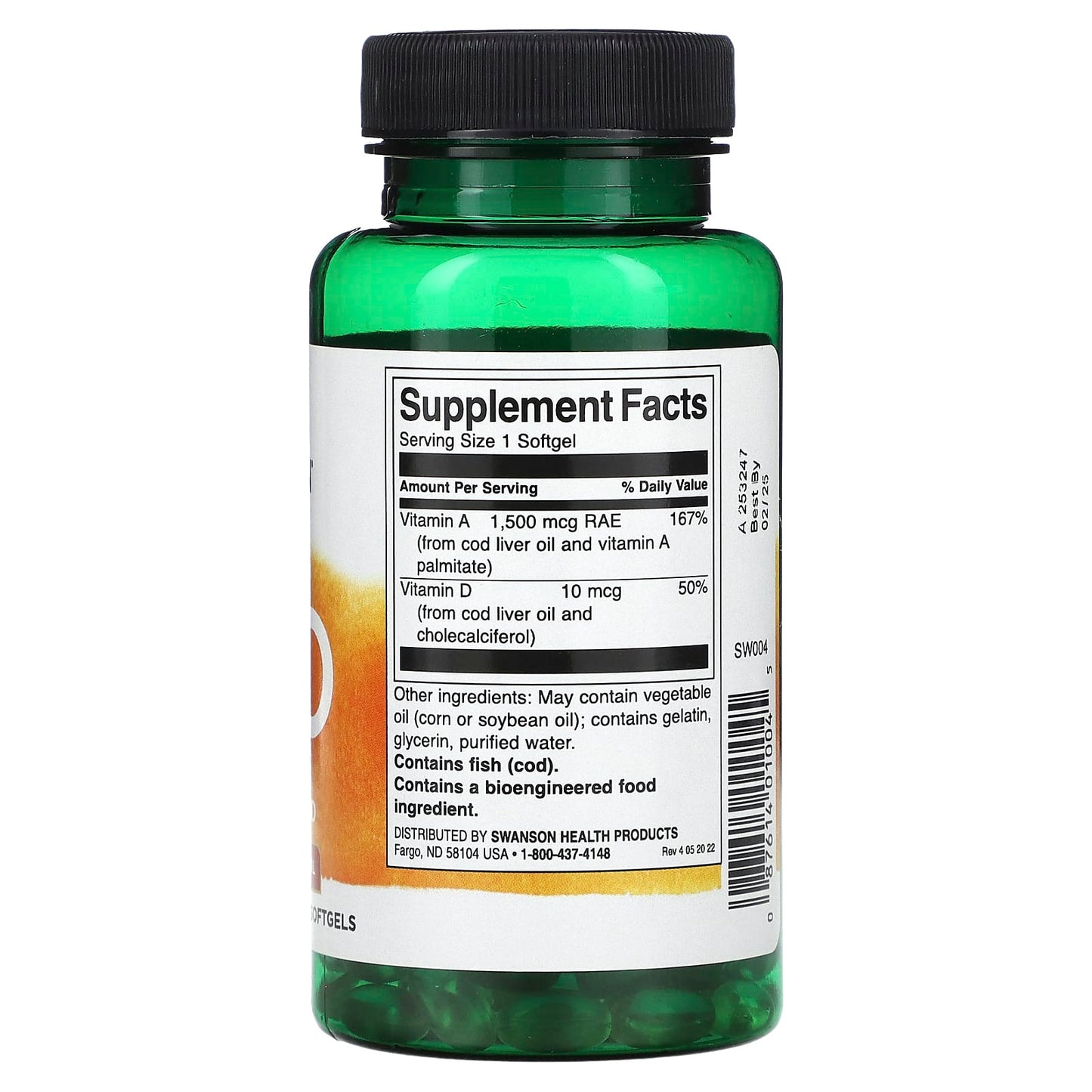 Swanson, Vitamins A and D, 250 Softgels - Image 2