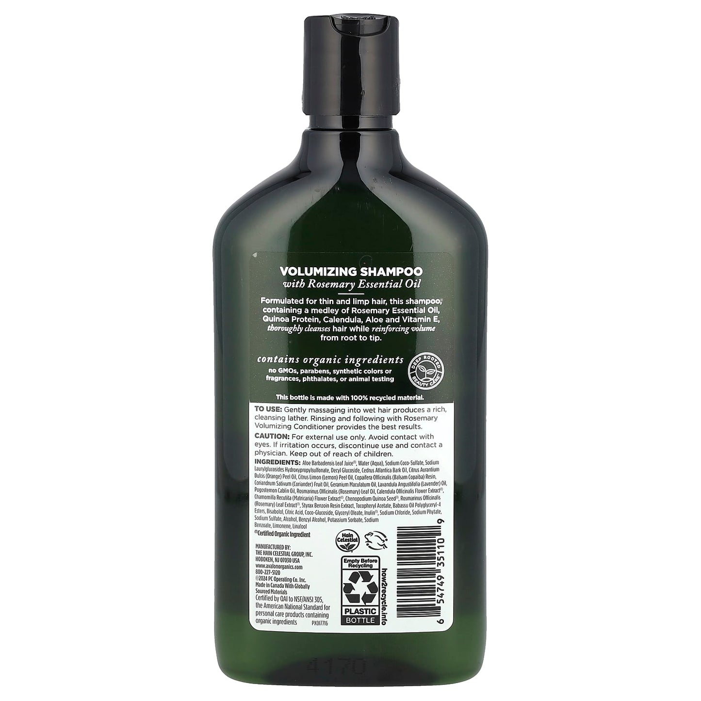 Avalon Organics Volumizing Shampoo Rosemary 11 fl oz - Image 2