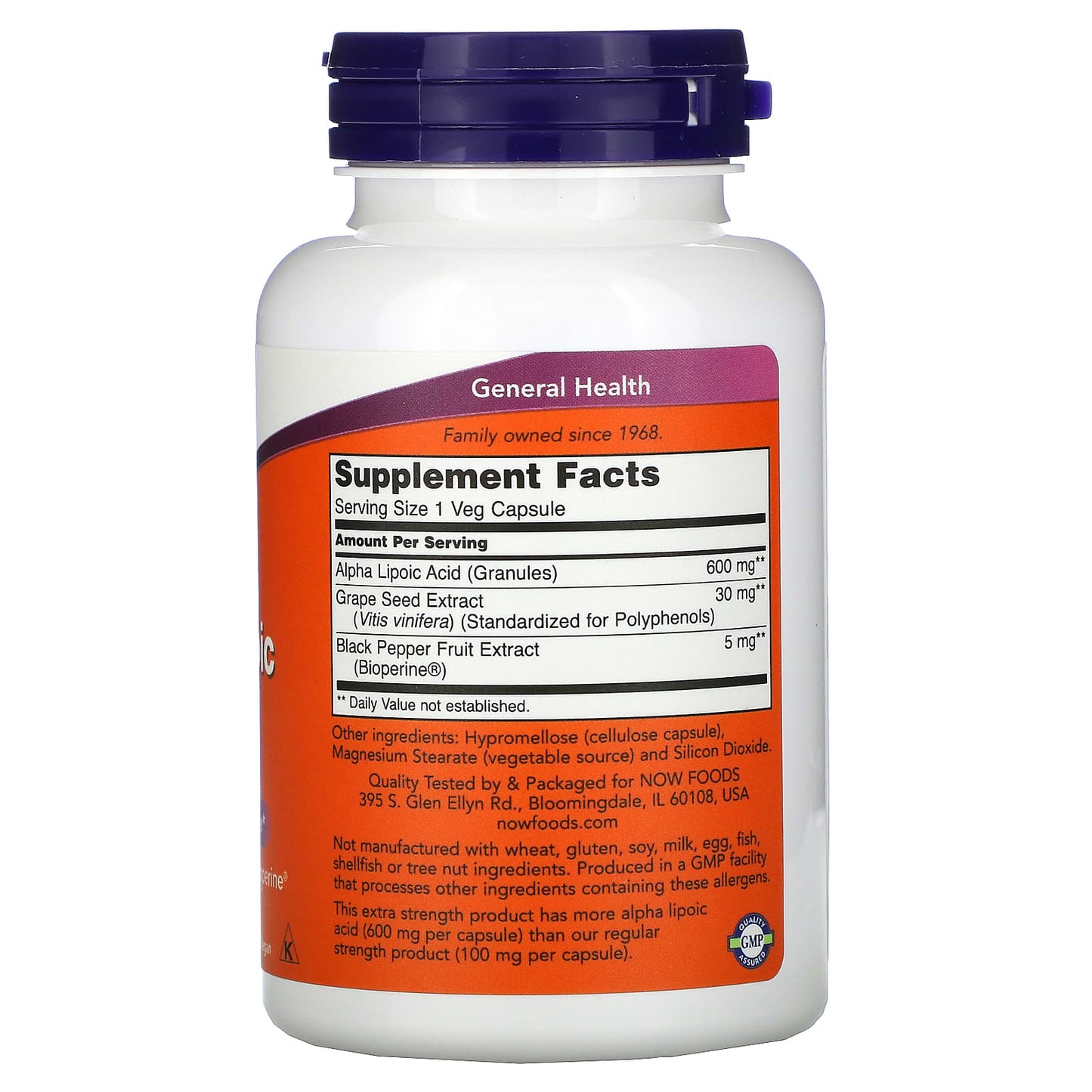 NOW Foods, Alpha Lipoic Acid, Extra Strength, 600 mg, 120 Veg Capsules - Image 2