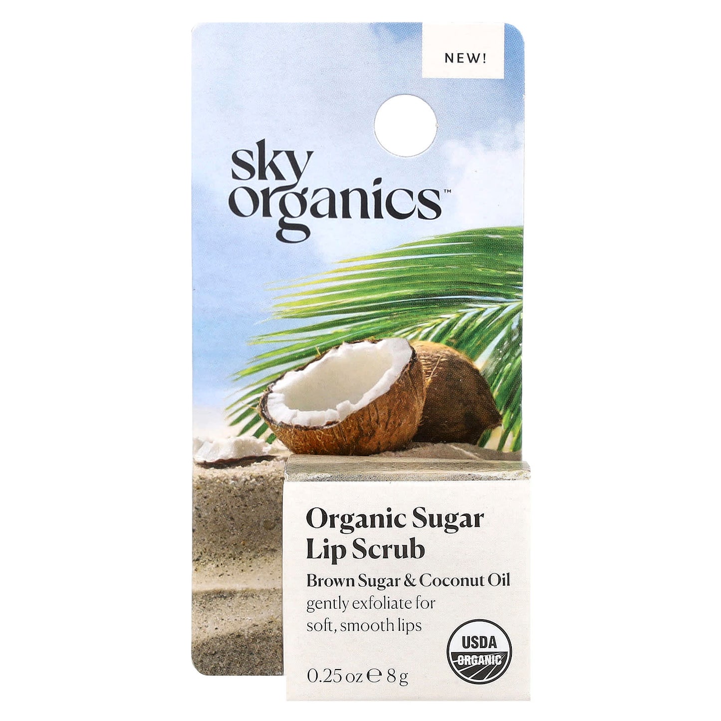 Sky Organics, Organic Sugar Lip Scrub, Brown Sugar & Coconut Oil, 0.25 oz (8 g) - Image 2