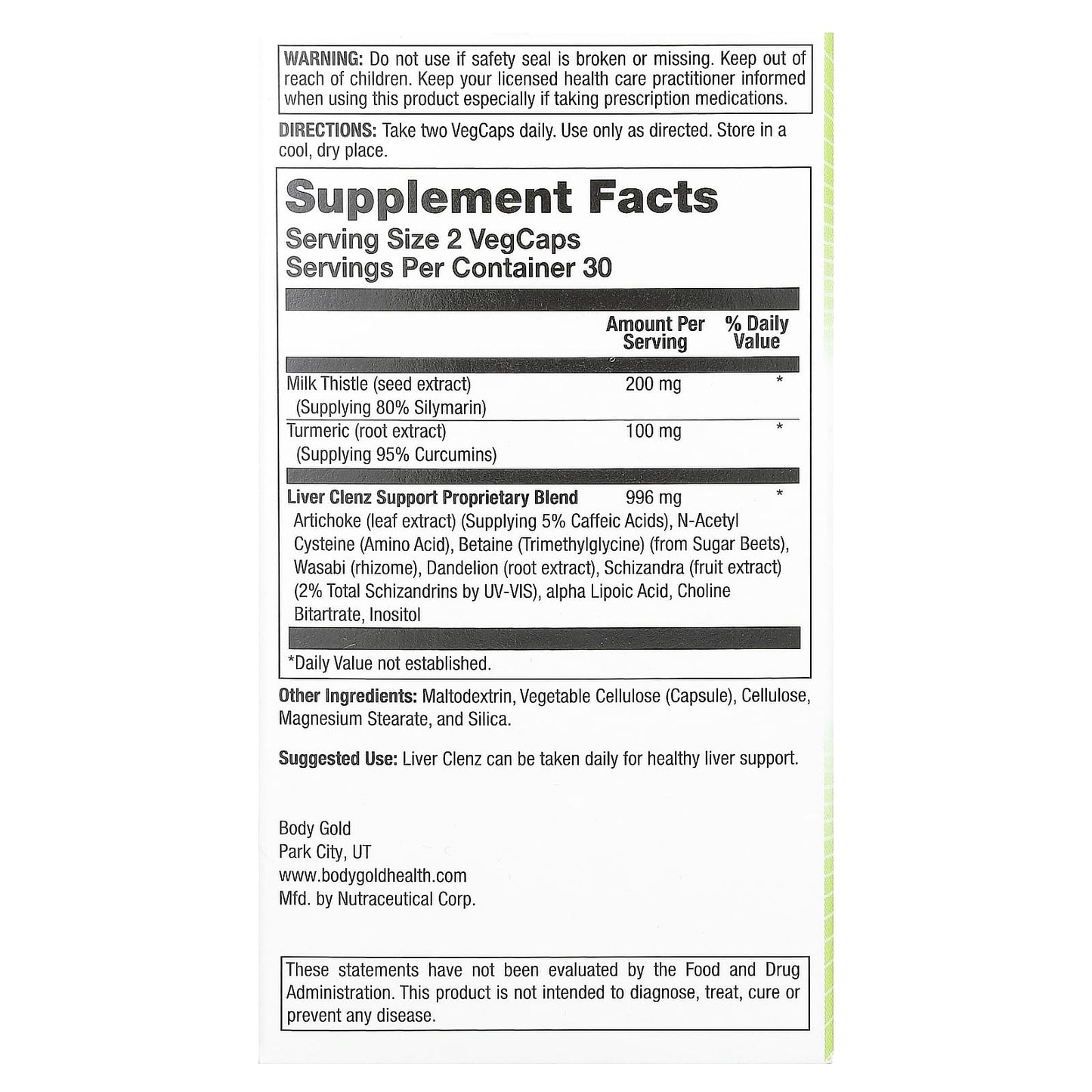 Turmeric & Milk Thistle Liver Support - 60 VegCaps by BodyGold - Image 2