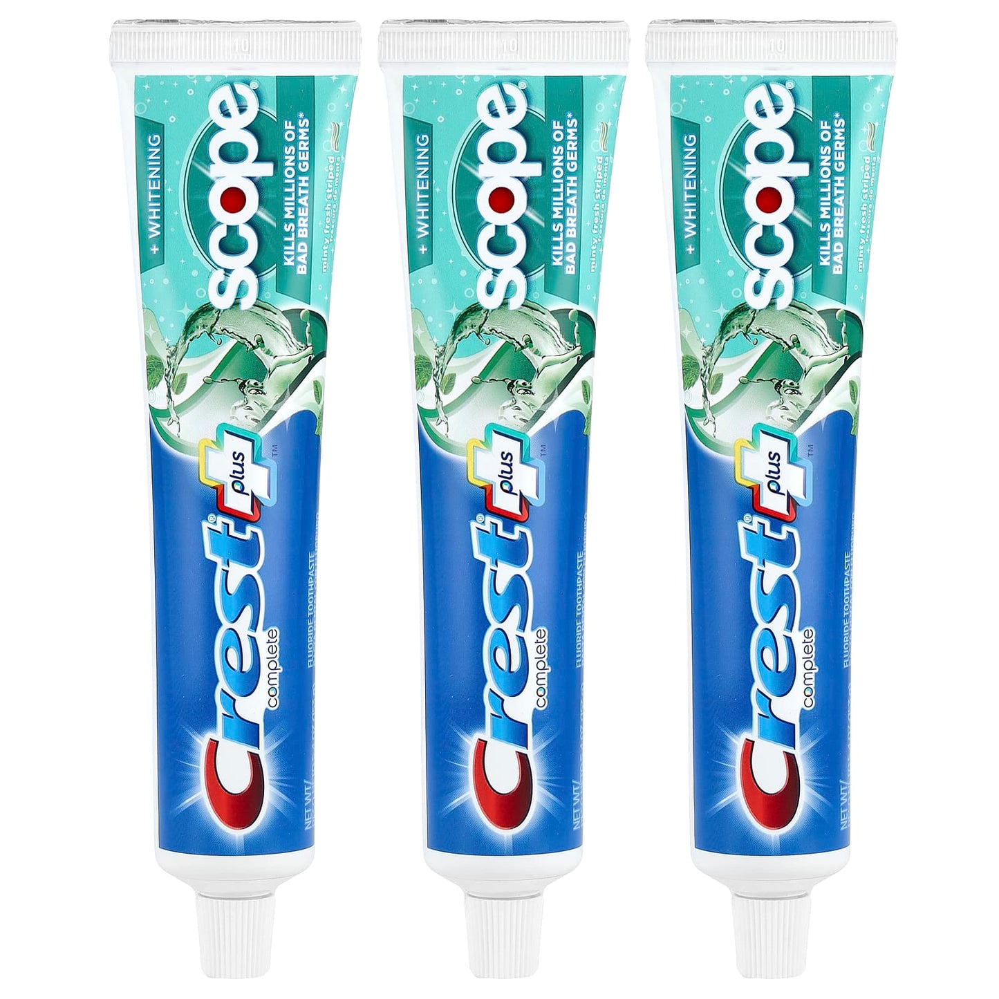 Crest Complete Plus Toothpaste, 3 Pack, Whitening, Fluoride, Minty Fresh - Image 1