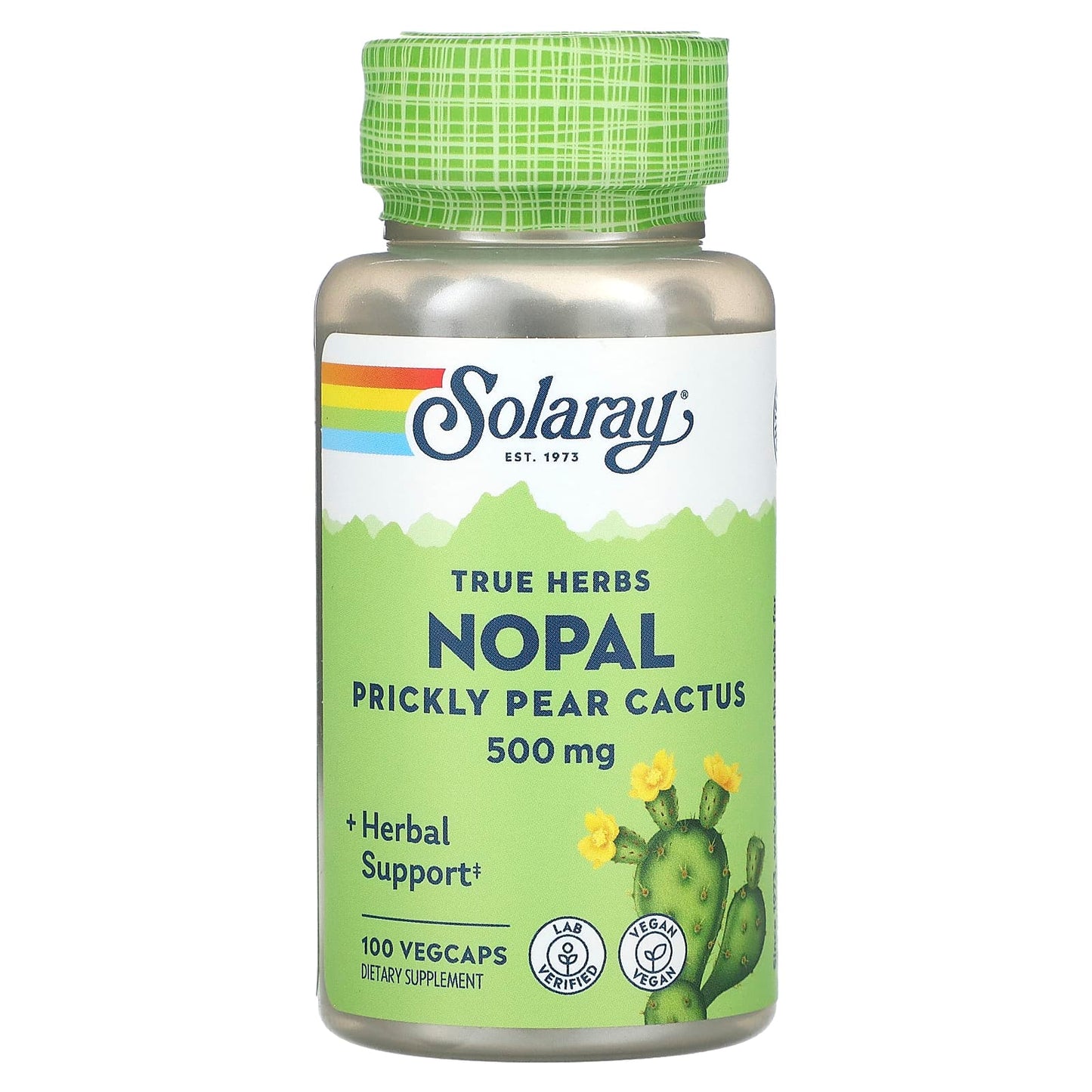 Solaray, True Herbs, Nopal, Prickly Pear Cactus, 500 mg, 100 VegCaps - Image 1