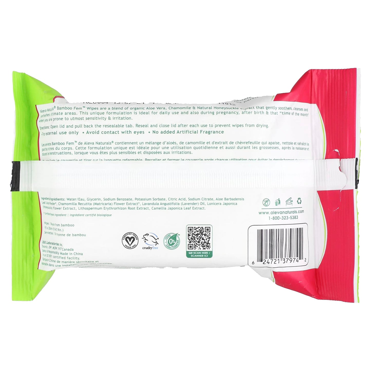 Bamboo Fem Wipes by Aleva Naturals - Gentle, pH Balanced Cleanser - Image 2