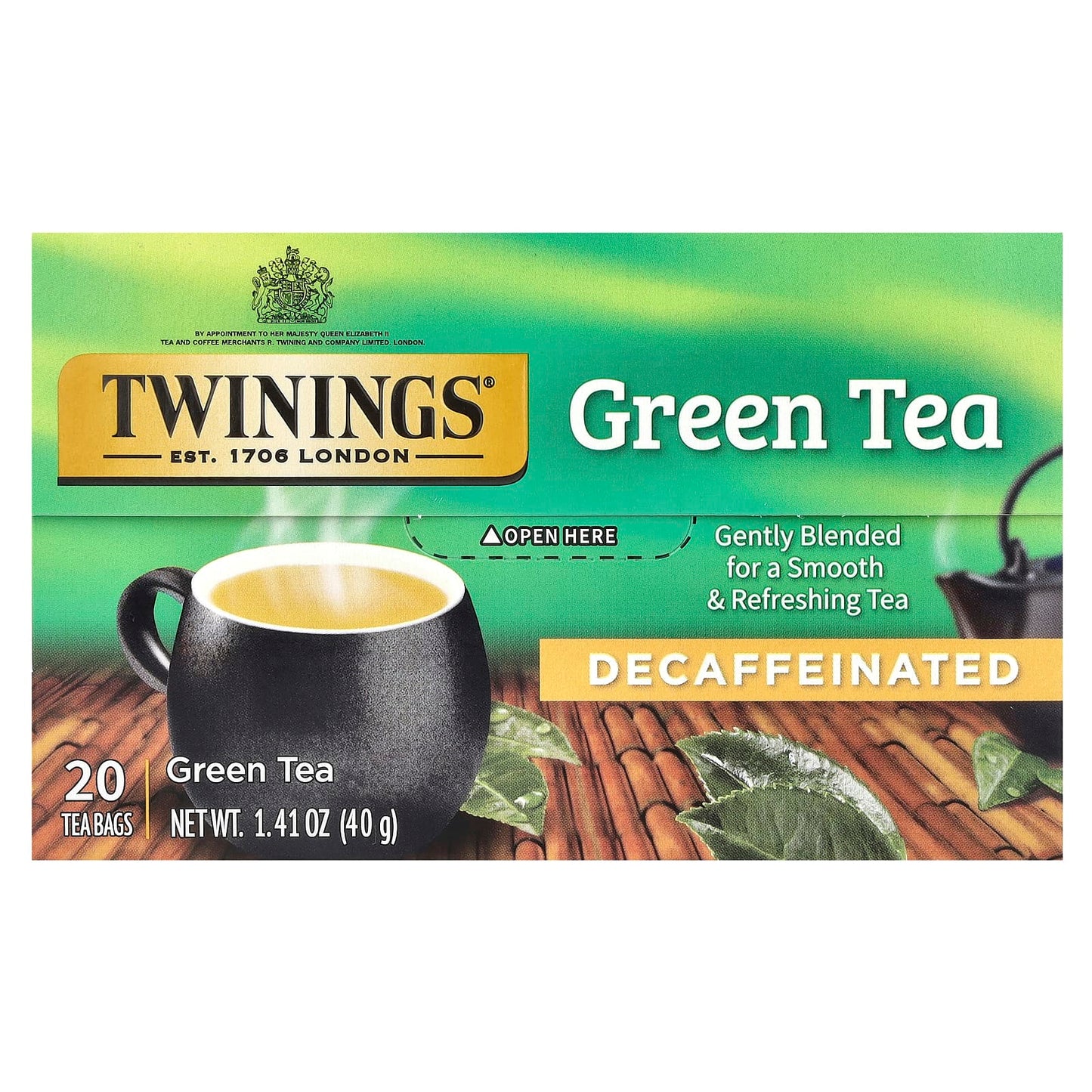 Twinings, Green Tea, Decaffeinated, 20 Tea Bags, 1.41 oz (40 g) - Image 1