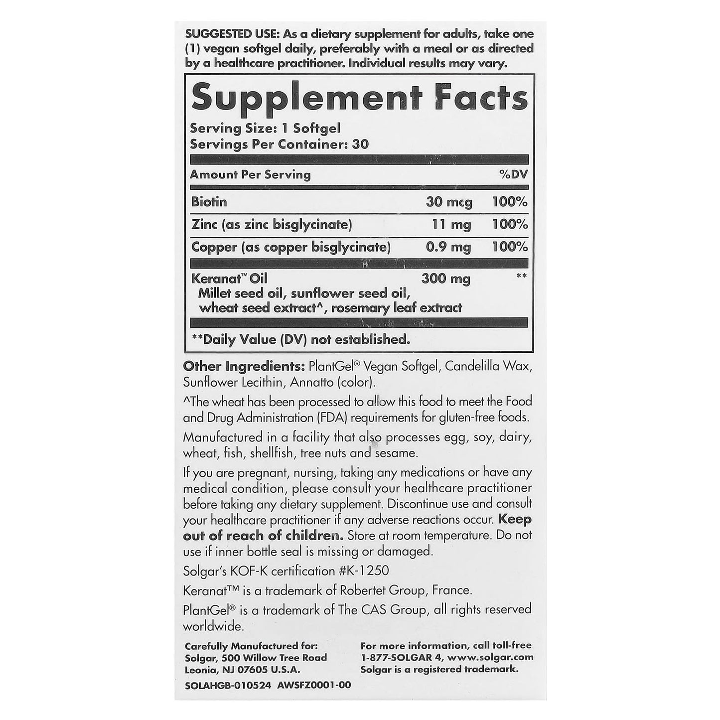 Solgar, Age-Defying Nutrition, Hair Growth, 30 Vegan Softgels - Image 2