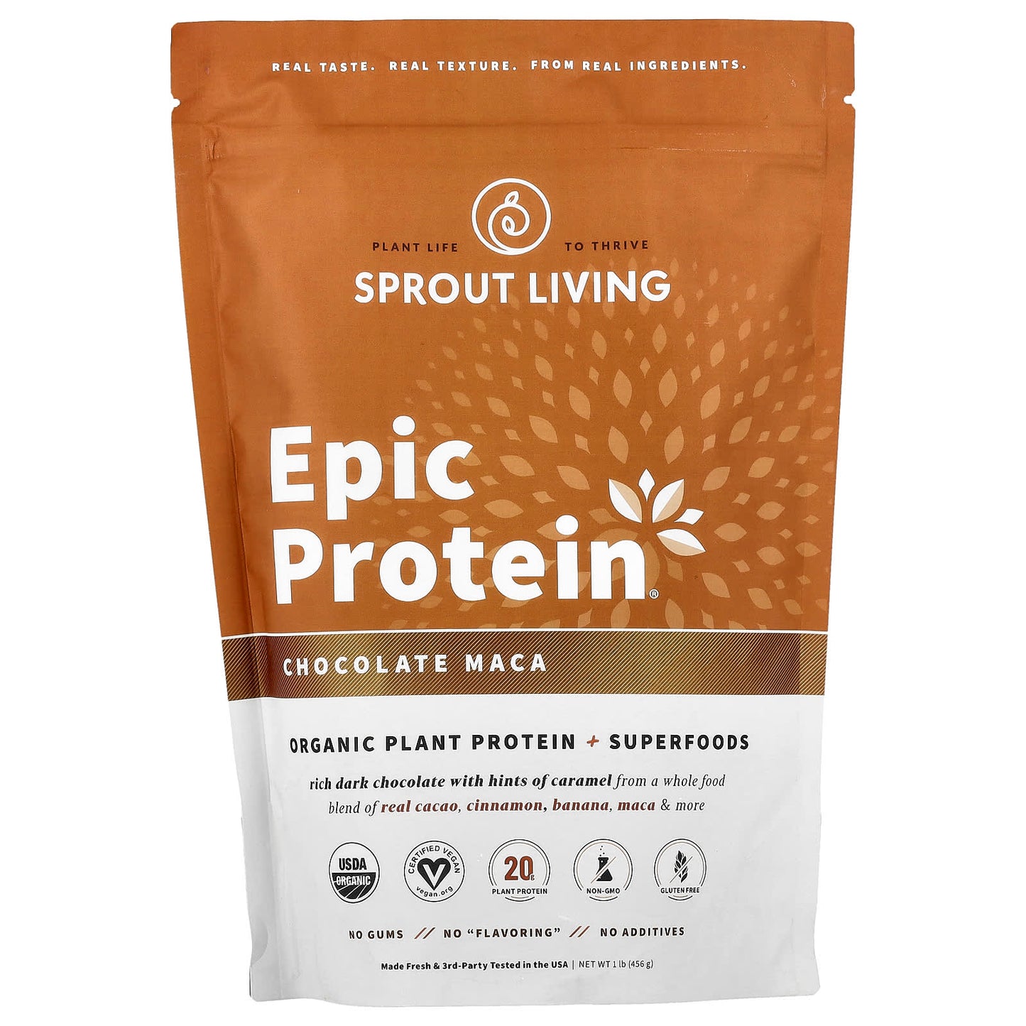 Sprout Living, Epic Protein®, Organic Plant Protein + Superfoods, Chocolate Maca, 1 lb (456 g) - Image 1